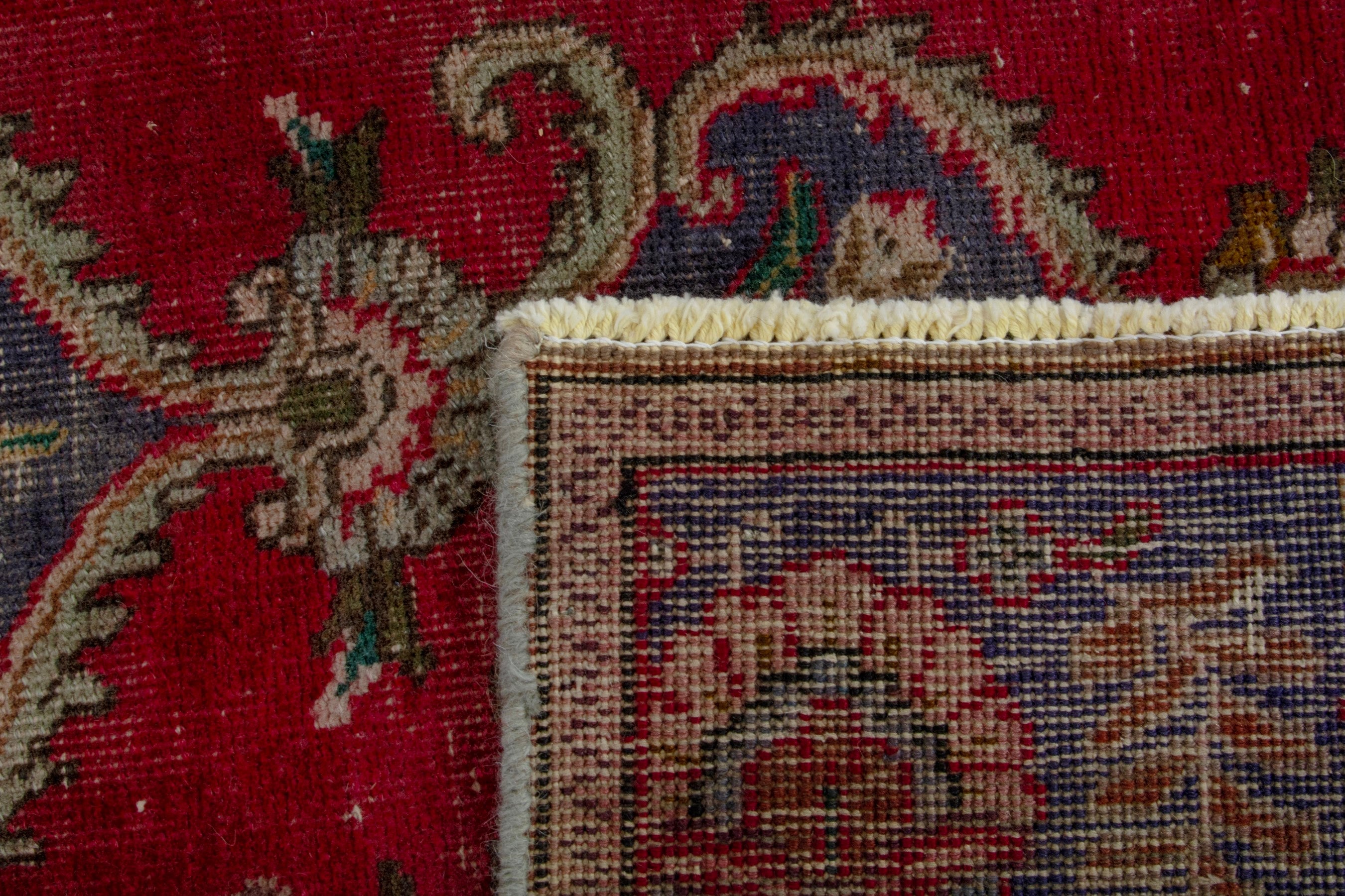 Persian Tabriz area rug in deep red and burgundy, view 18 of 18