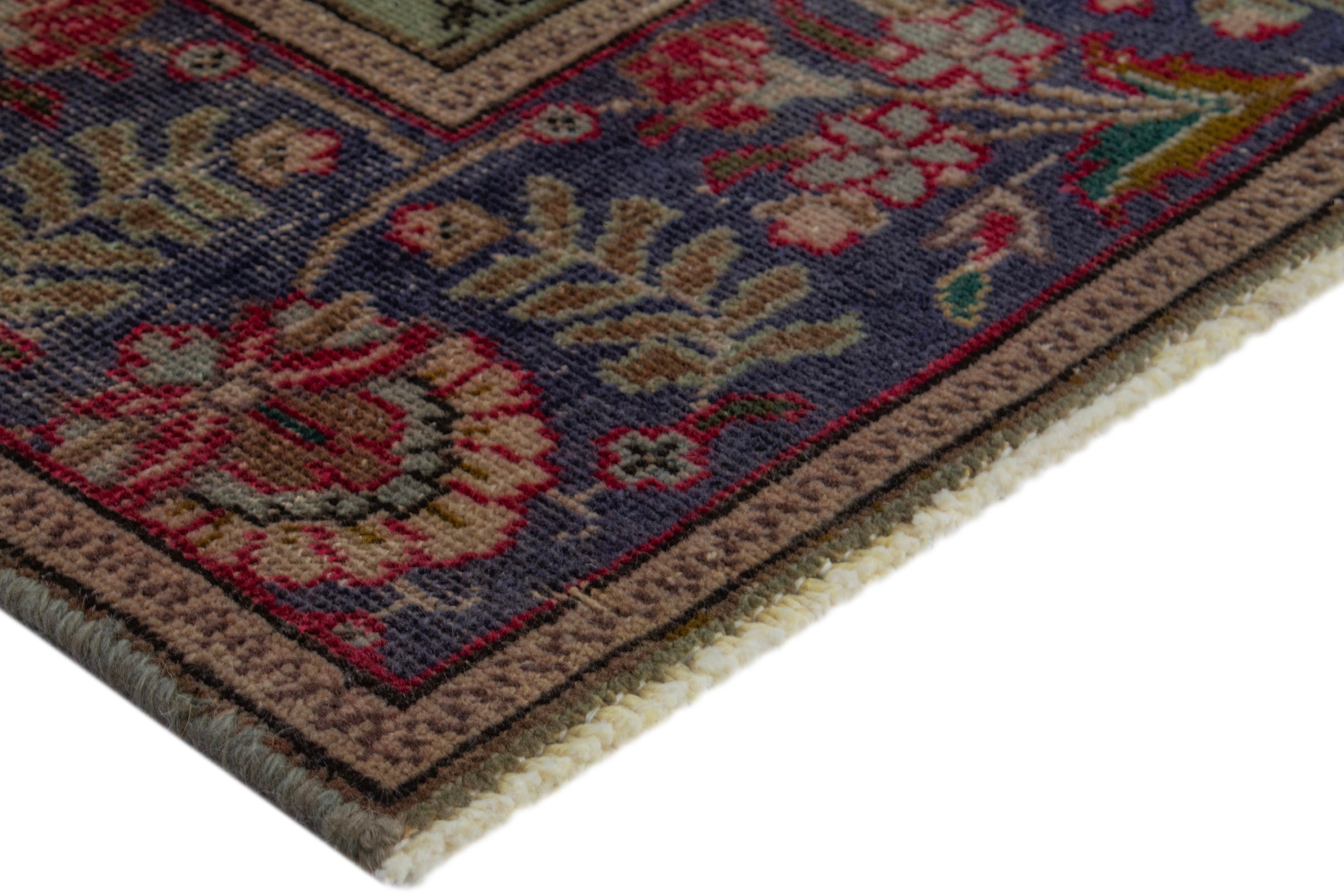 Persian Tabriz area rug in deep red and burgundy, view 6 of 18
