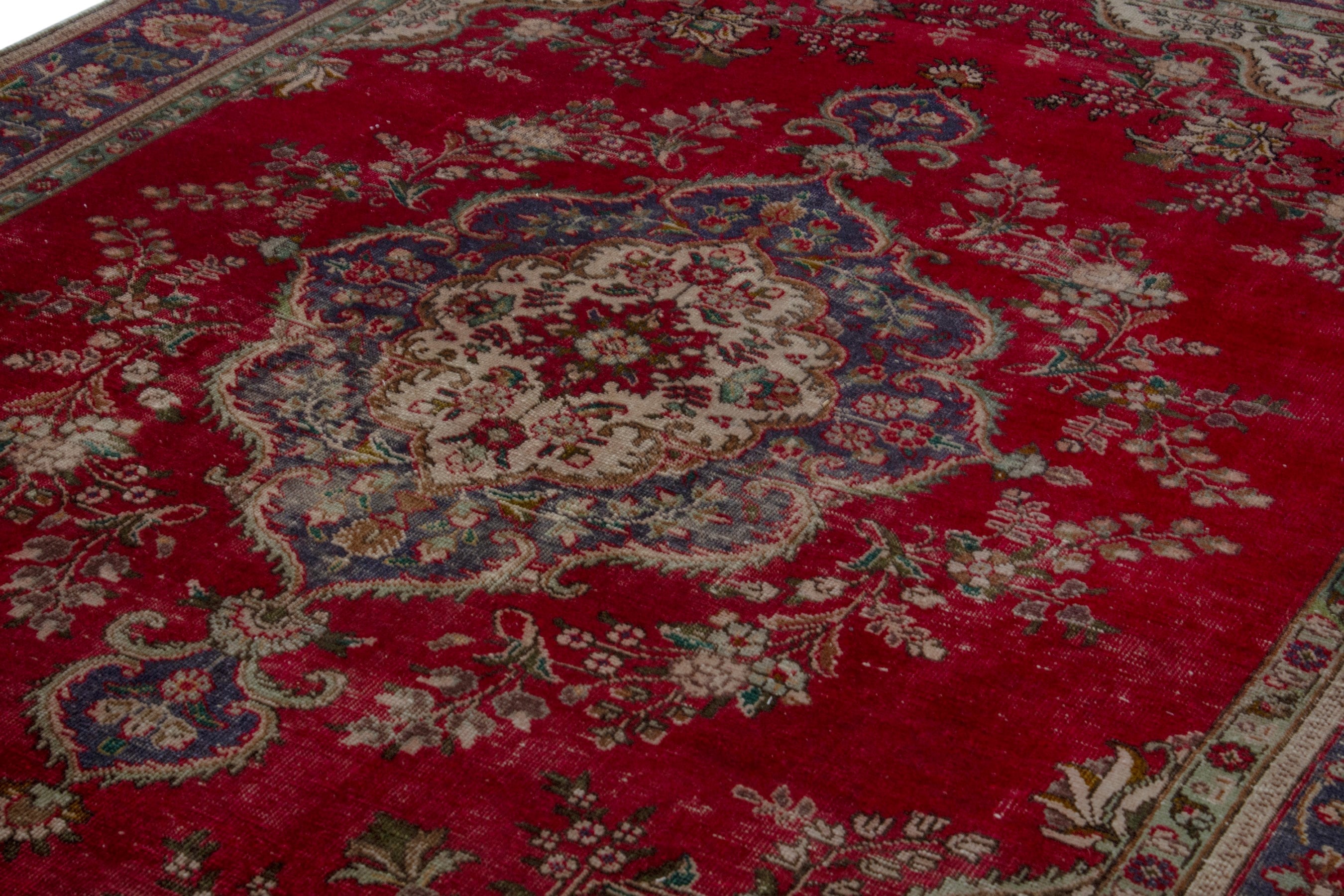 Persian Tabriz area rug in deep red and burgundy, view 9 of 18