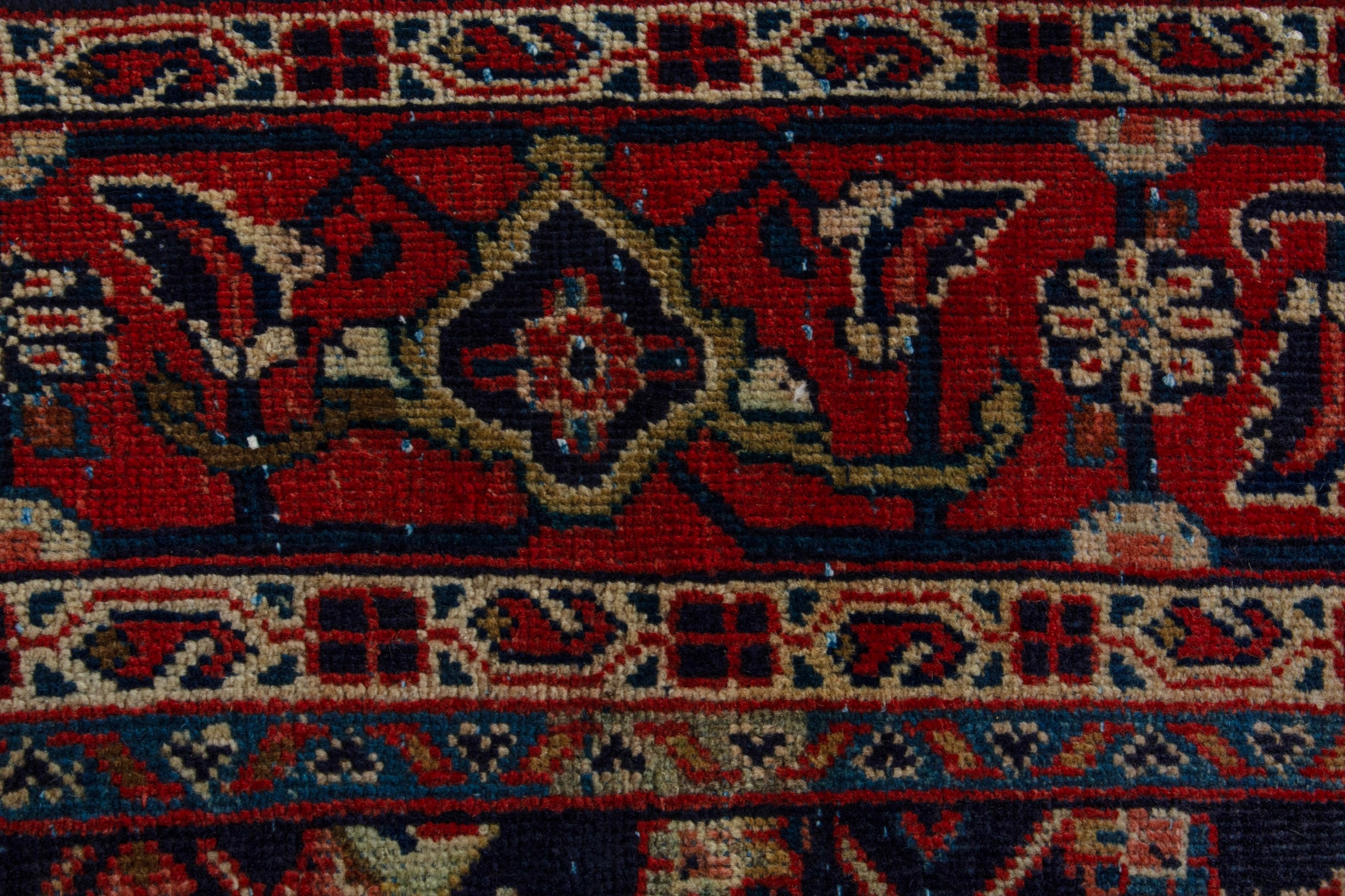 Persian Mahal area rug in navy and deep red, view 13 of 17