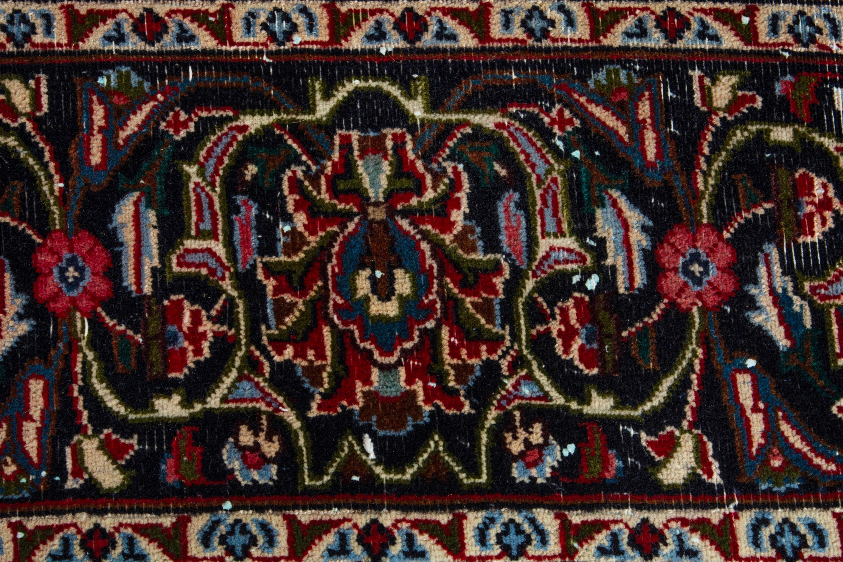 Persian Mashhad oversized rug in deep red and charcoal, view 11 of 19