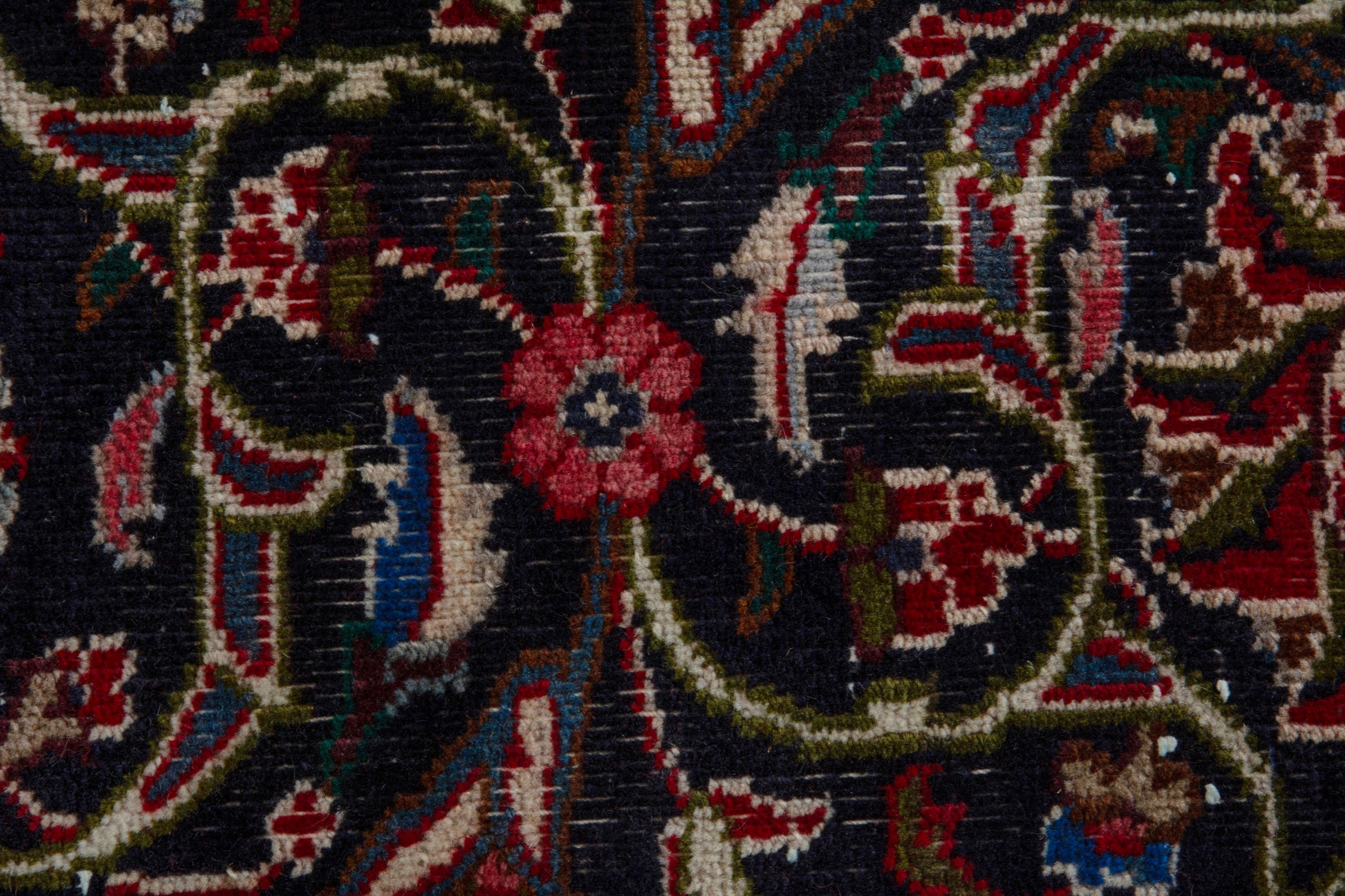 Persian Mashhad oversized rug in deep red and charcoal, view 14 of 19
