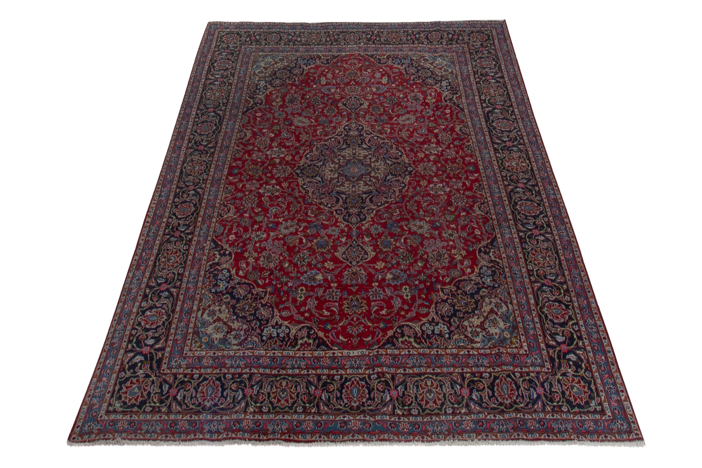 Persian Mashhad oversized rug in deep red and charcoal, view 2 of 19