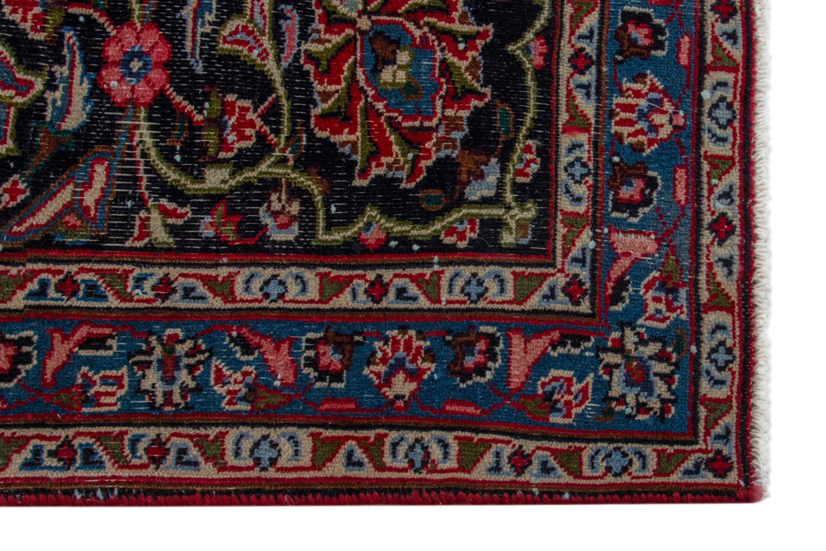 Persian Mashhad oversized rug in deep red and charcoal, view 5 of 19