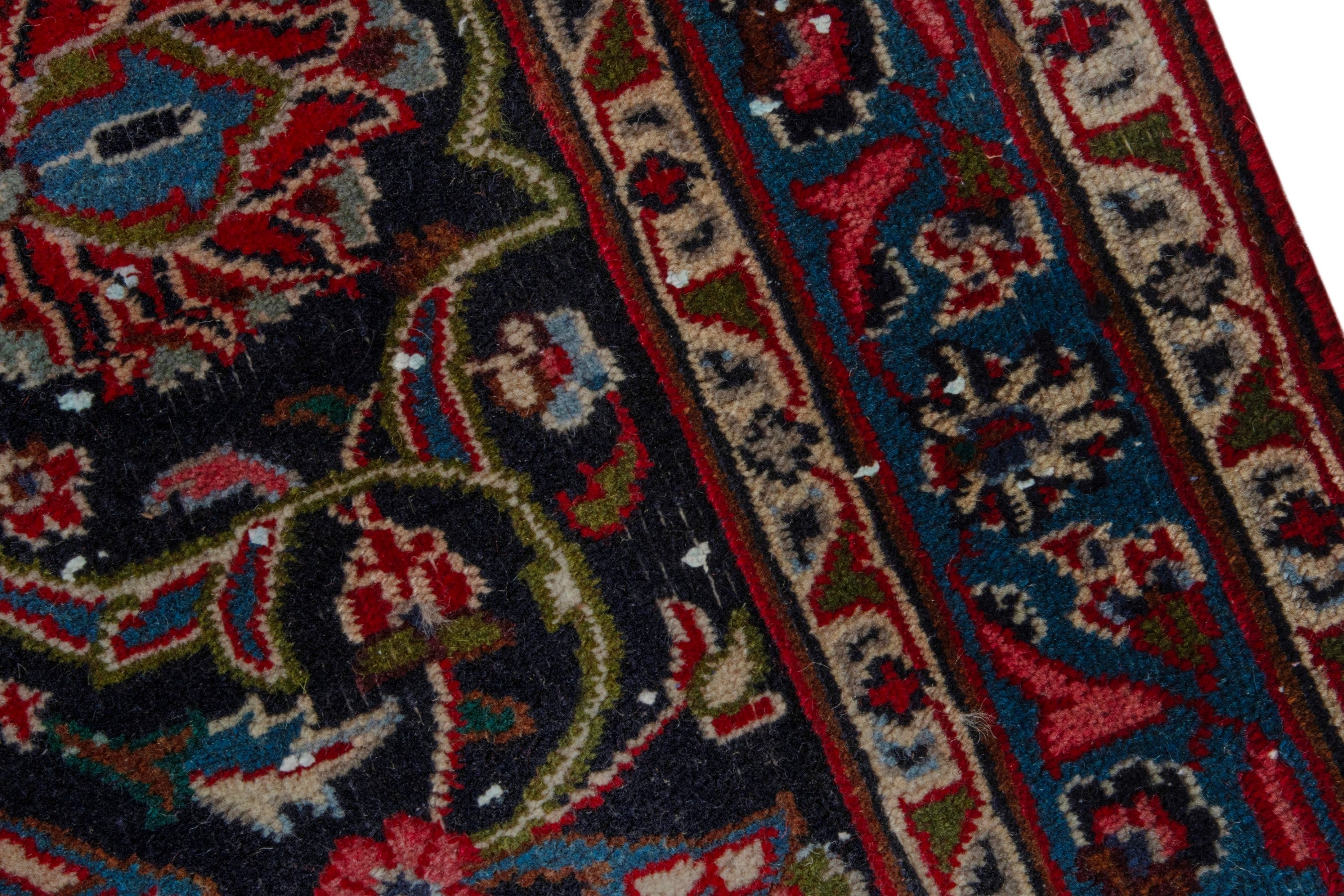 Persian Mashhad oversized rug in deep red and charcoal, view 7 of 19