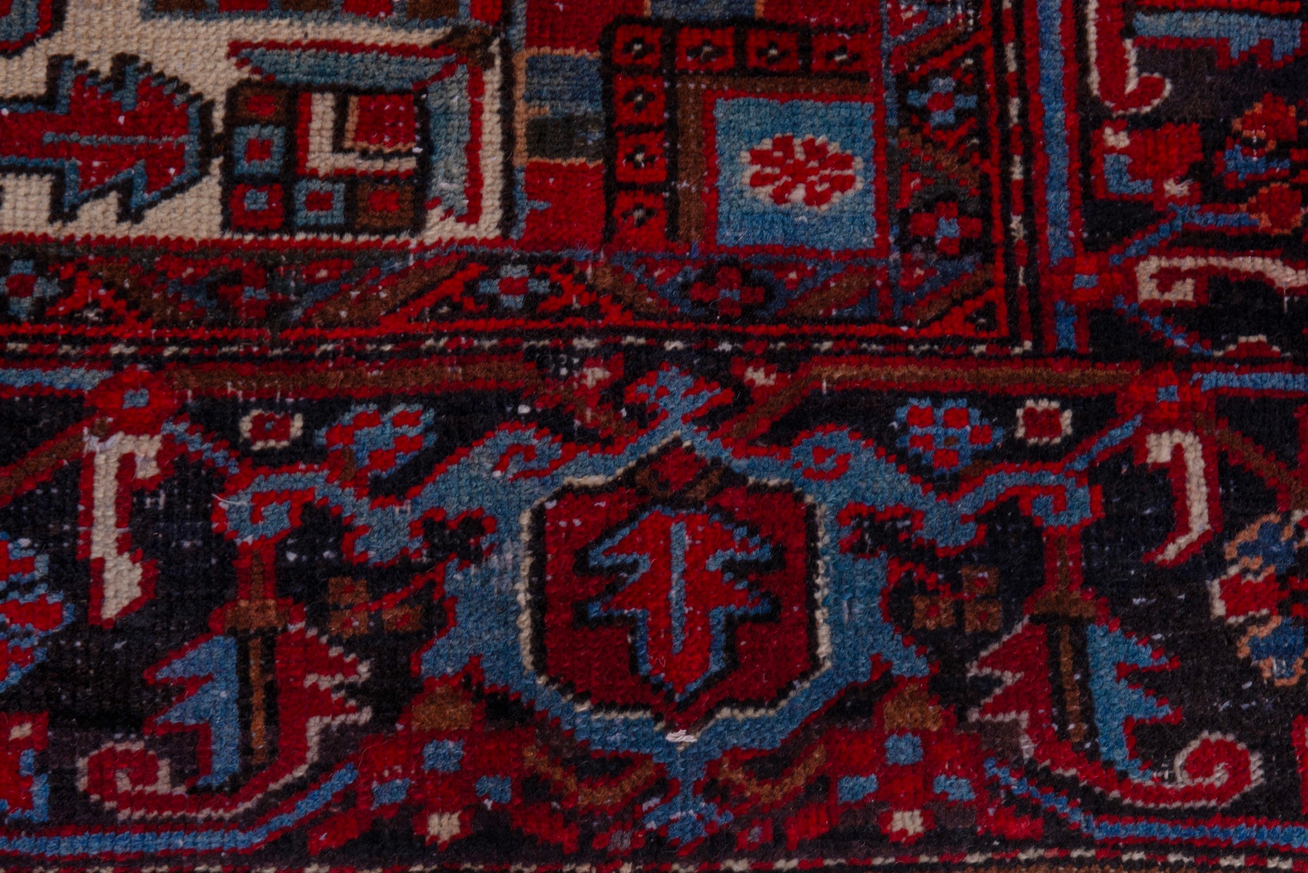 Persian Gorevan oversized rug in deep red and cream, view 11 of 23