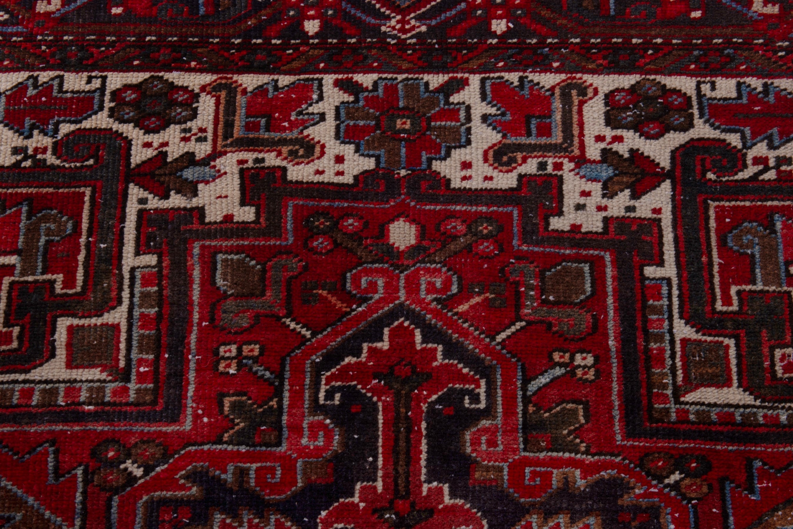 Persian Gorevan oversized rug in deep red and cream, view 14 of 23