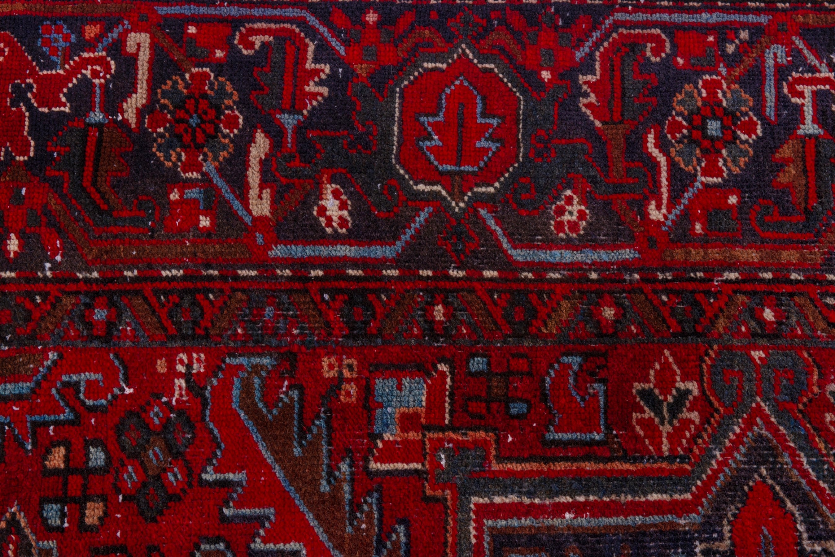 Persian Gorevan oversized rug in deep red and cream, view 15 of 23