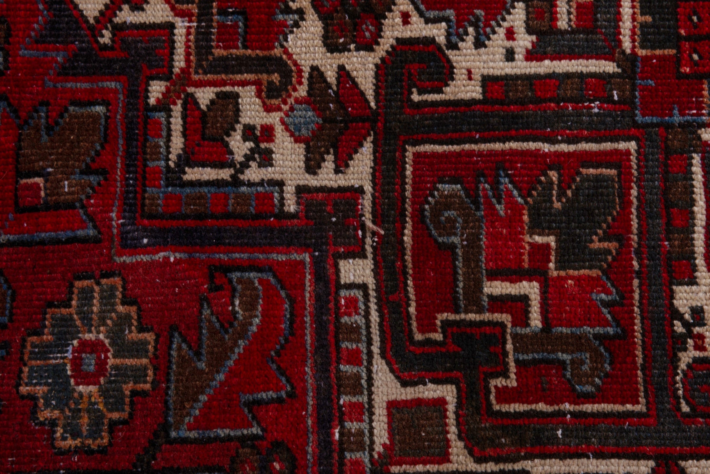 Persian Gorevan oversized rug in deep red and cream, view 17 of 23