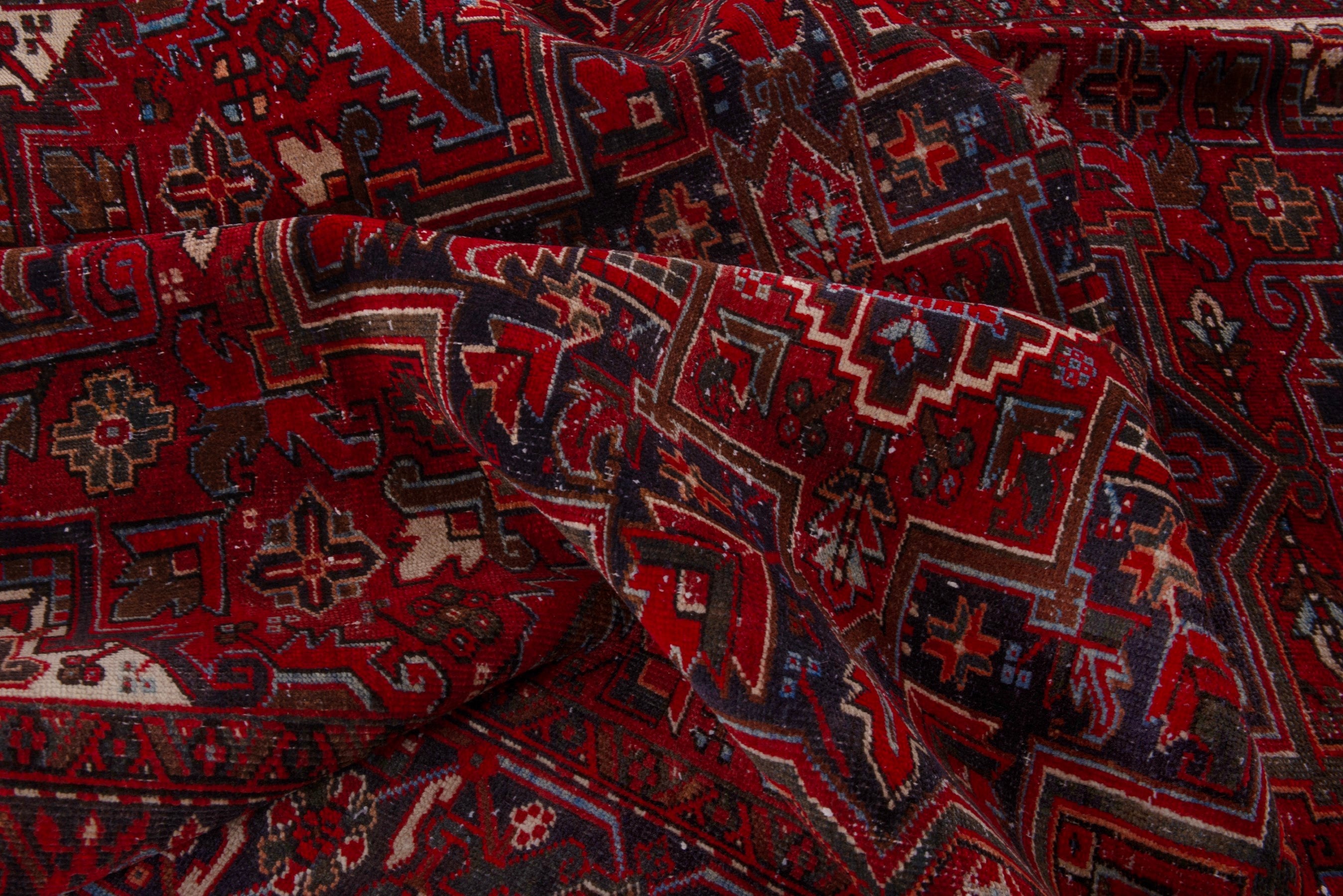 Persian Gorevan oversized rug in deep red and cream, view 22 of 23