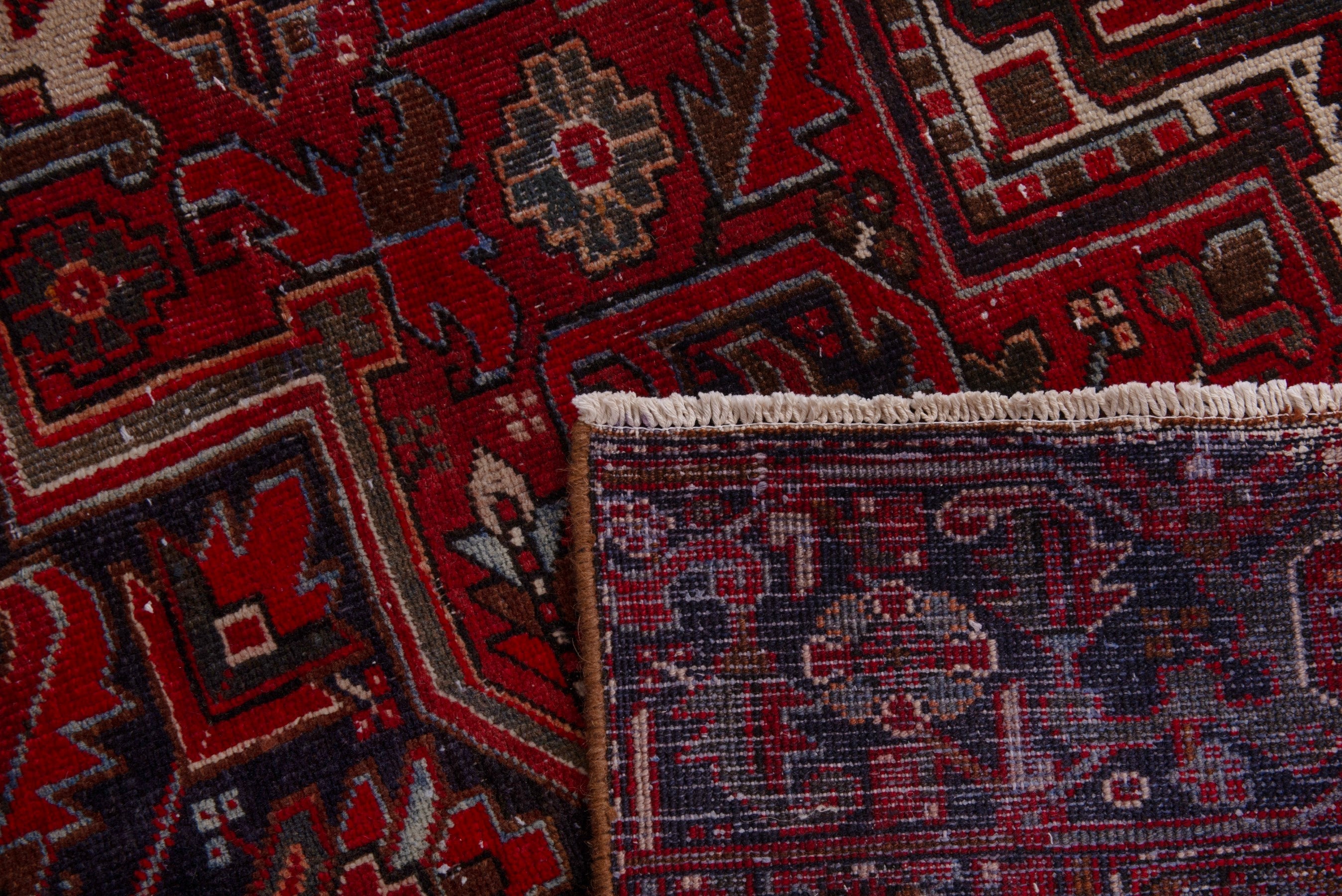 Persian Gorevan oversized rug in deep red and cream, view 23 of 23