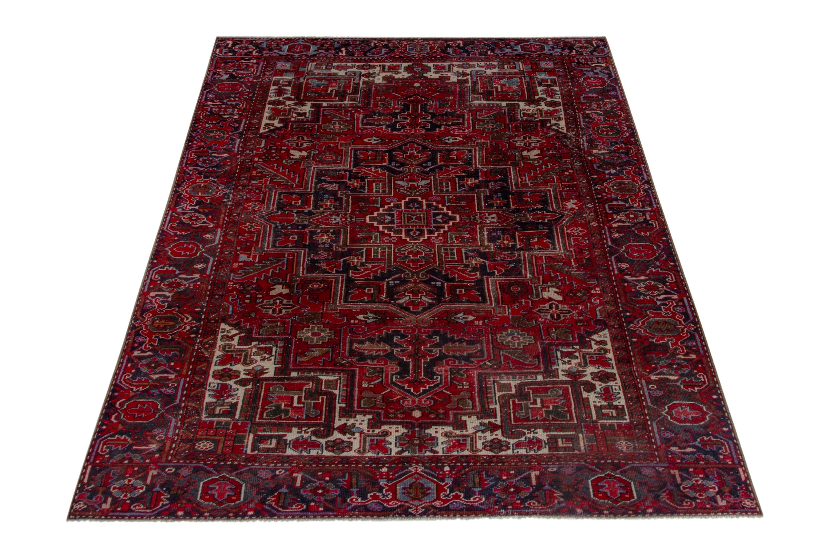 Persian Gorevan oversized rug in deep red and cream, view 2 of 23