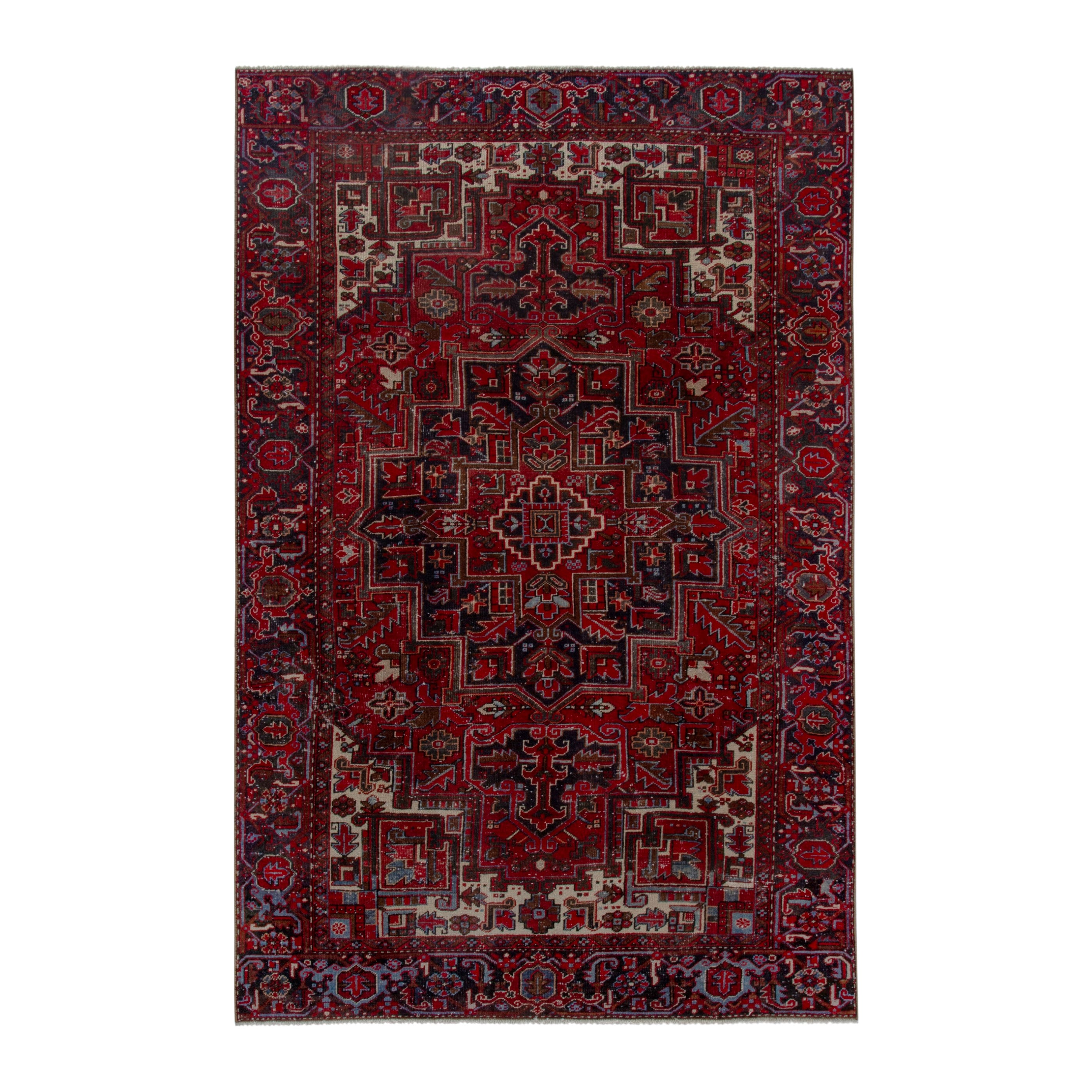 Persian Gorevan oversized rug in deep red and cream, 7'5" x 11'3"