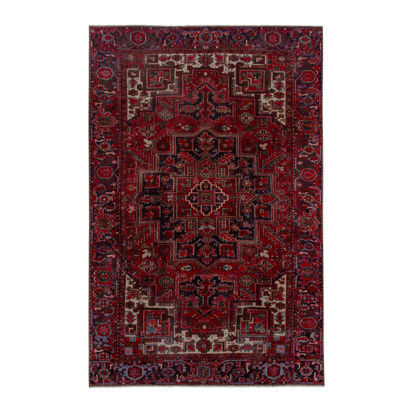 Persian Goravan oversized rug in deep red and cream, 7'5" x 11'3"
