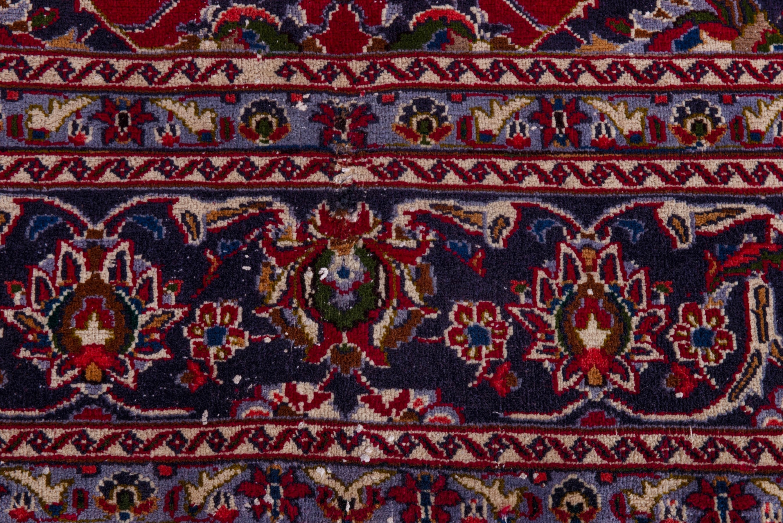 Persian Kashmar oversized rug in deep red and navy, view 11 of 19