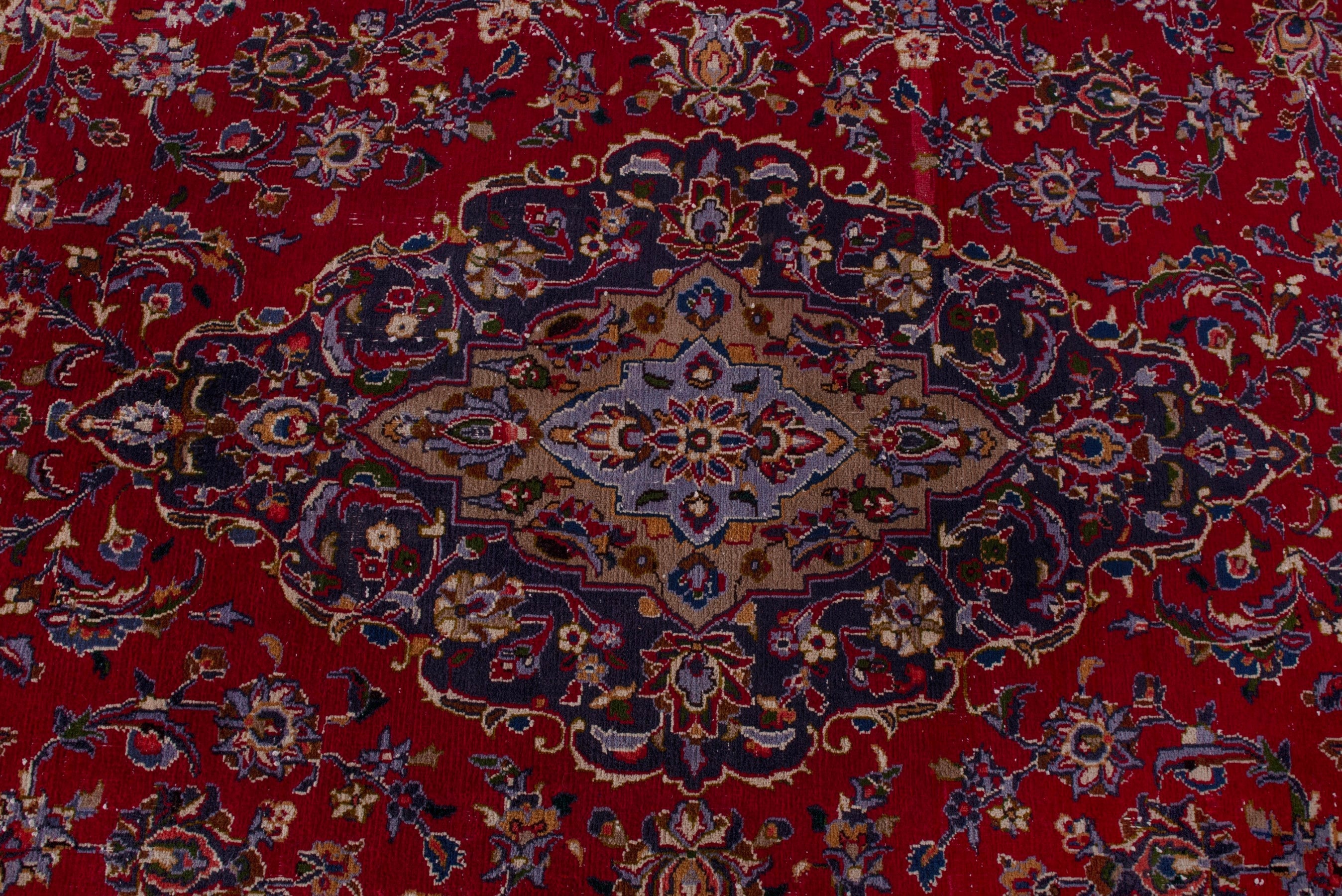 Persian Kashmar oversized rug in deep red and navy, view 13 of 19