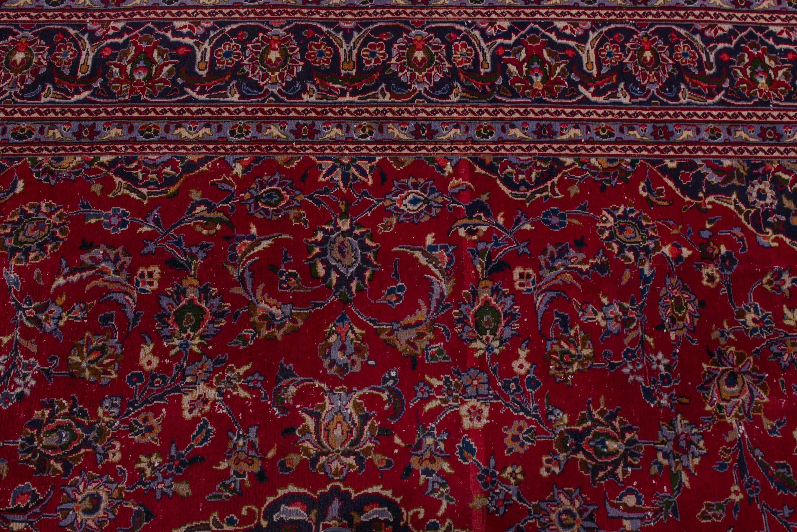 Persian Kashmar oversized rug in deep red and navy, view 14 of 19