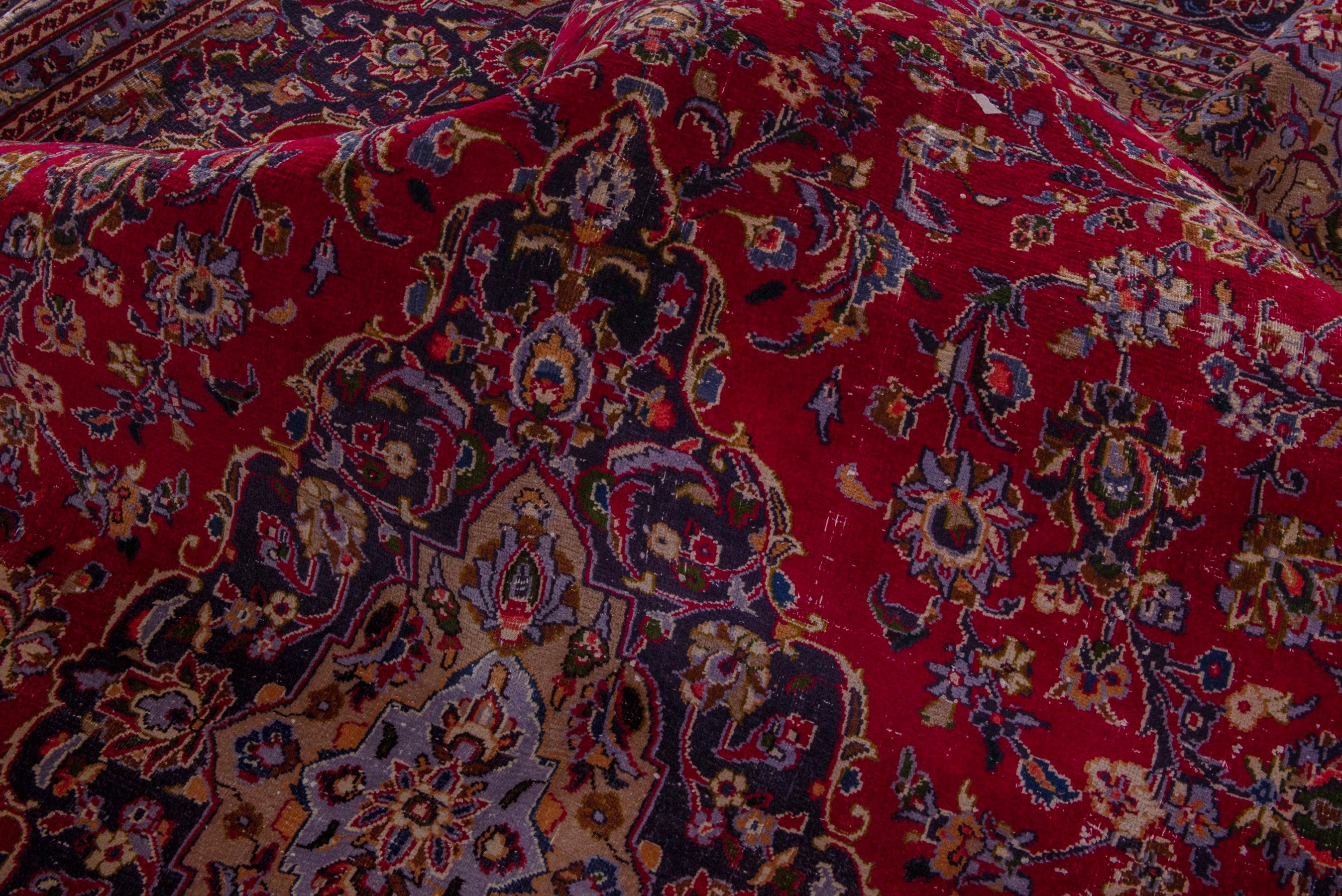Persian Kashmar oversized rug in deep red and navy, view 18 of 19