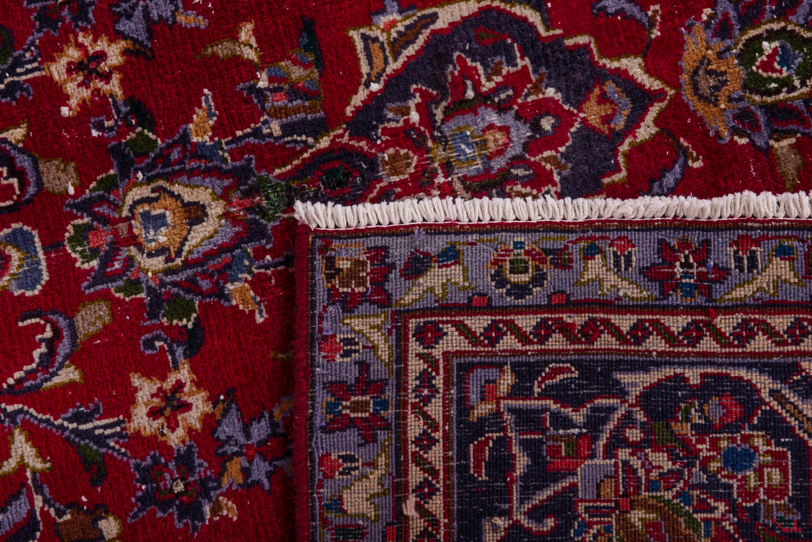 Persian Kashmar oversized rug in deep red and navy, view 19 of 19