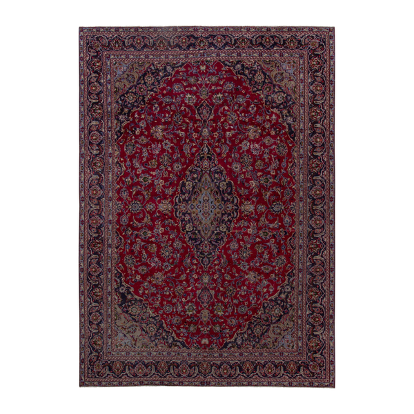 Persian Kashmar oversized rug in deep red and navy, 9'4" x 13'1"