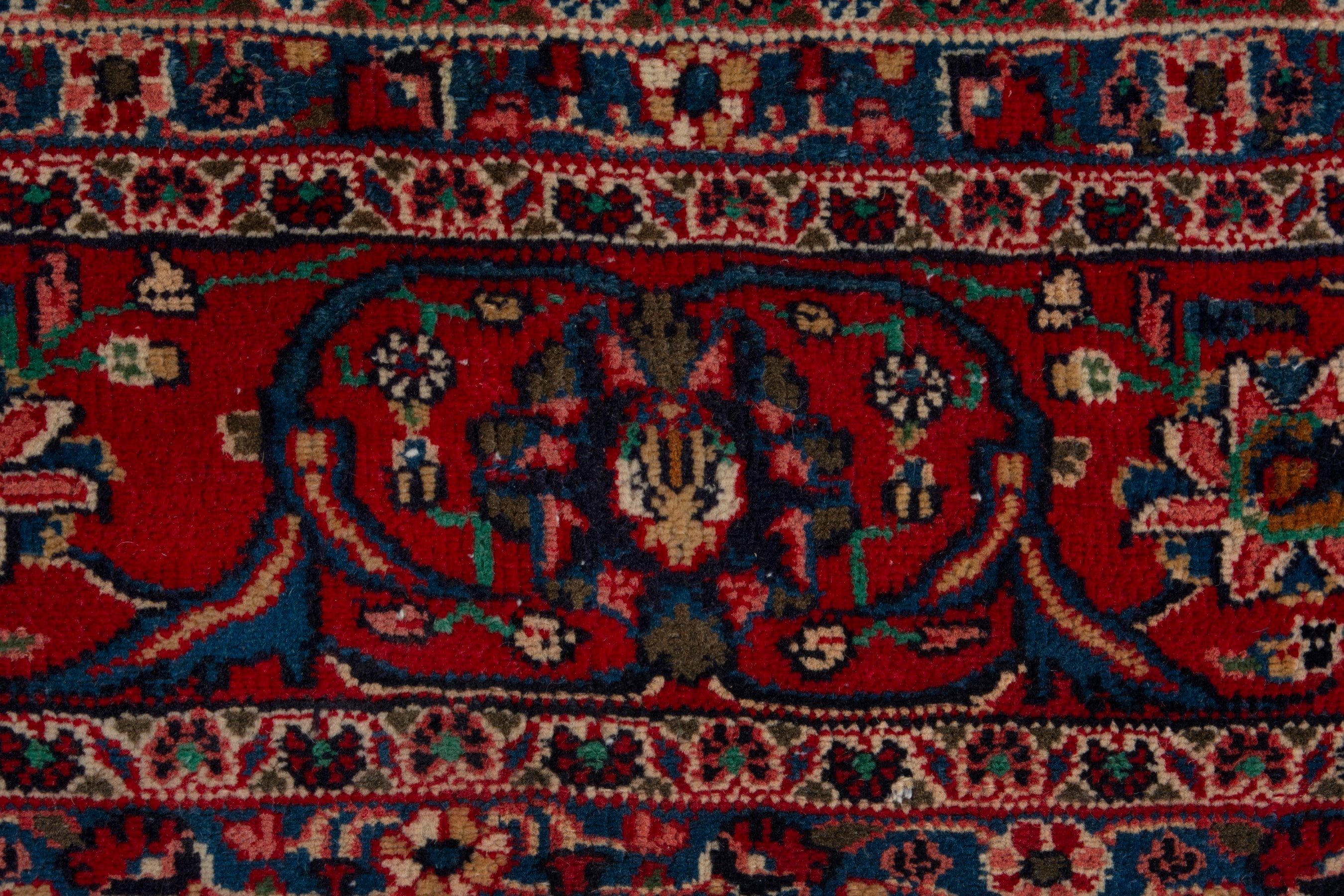 Persian Hamedan oversized rug in navy and deep red, view 11 of 18