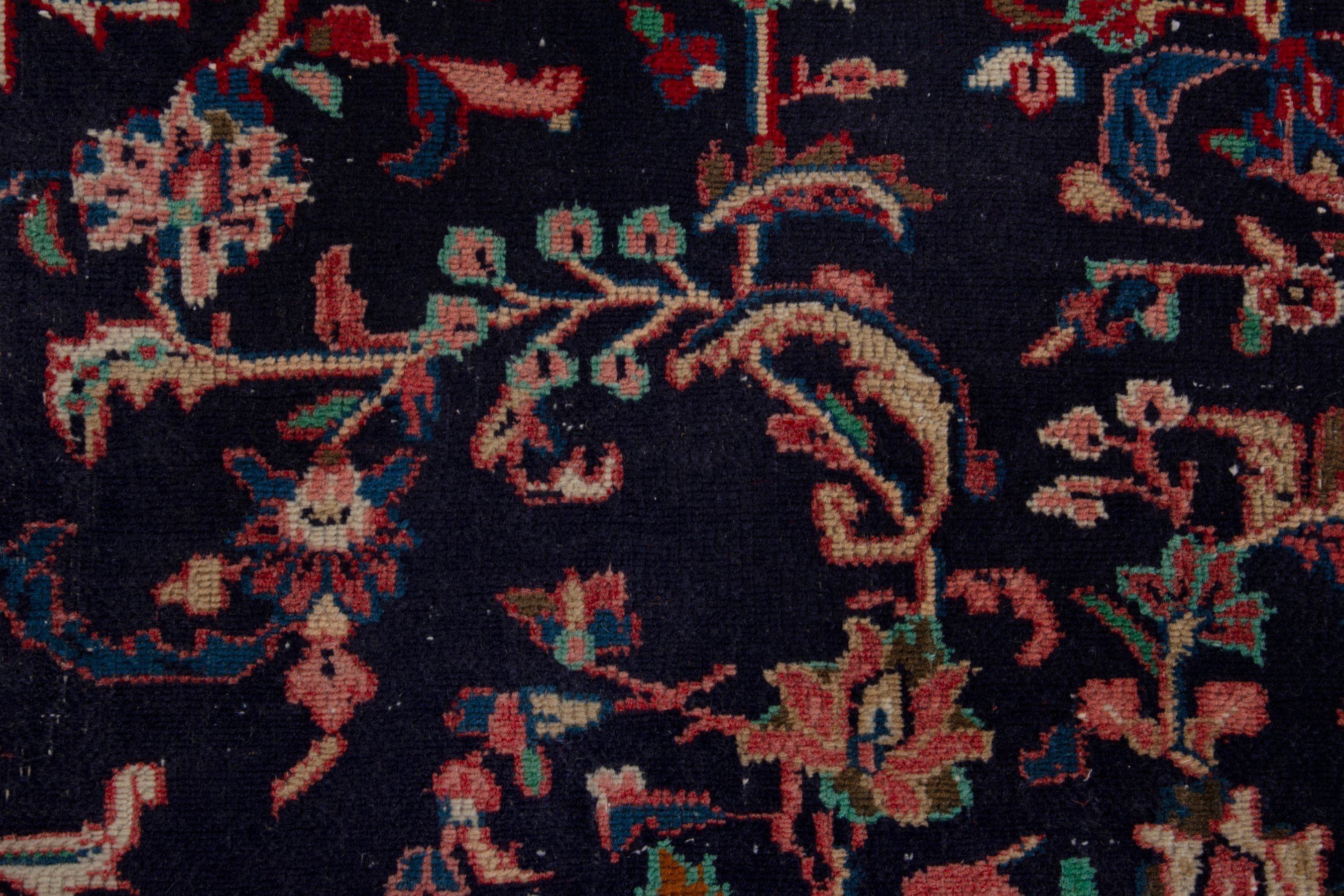 Persian Hamedan oversized rug in navy and deep red, view 14 of 18