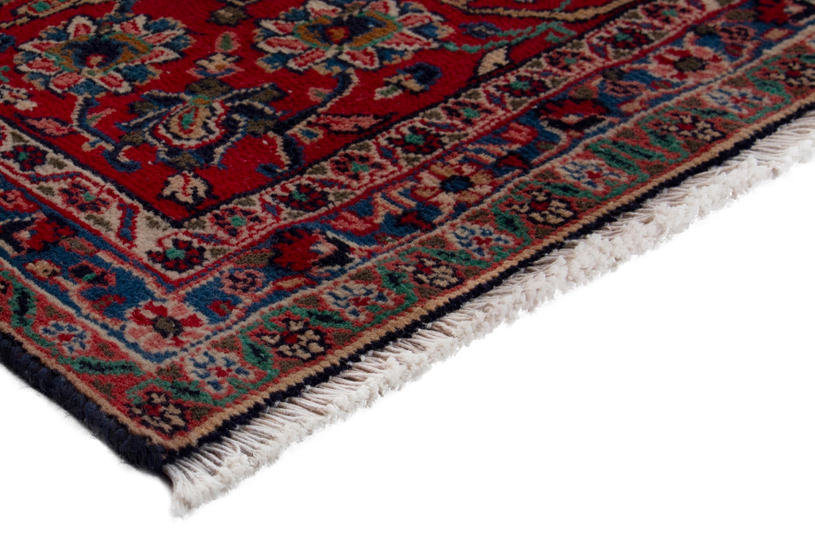 Persian Hamedan oversized rug in navy and deep red, view 6 of 18