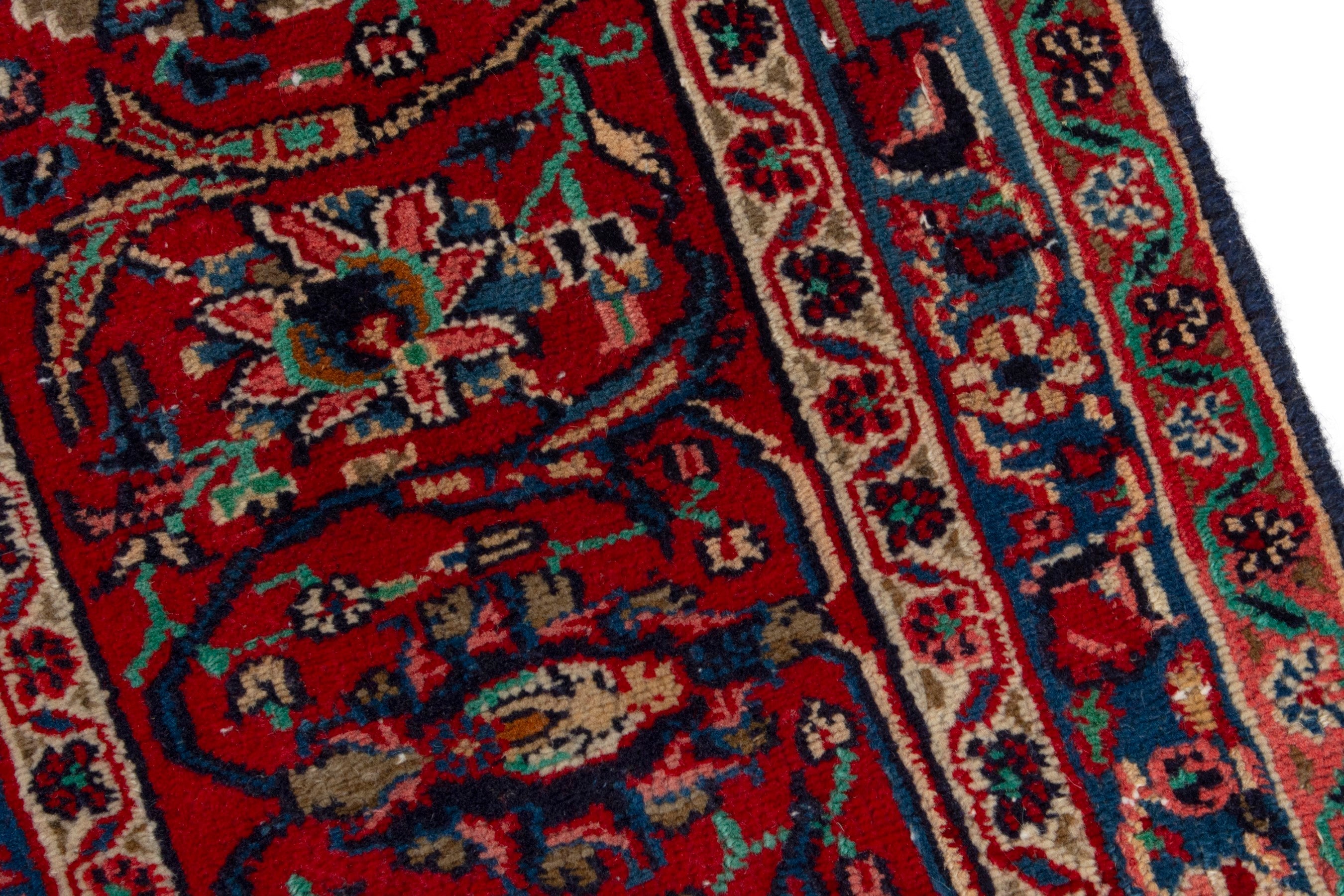 Persian Hamedan oversized rug in navy and deep red, view 7 of 18