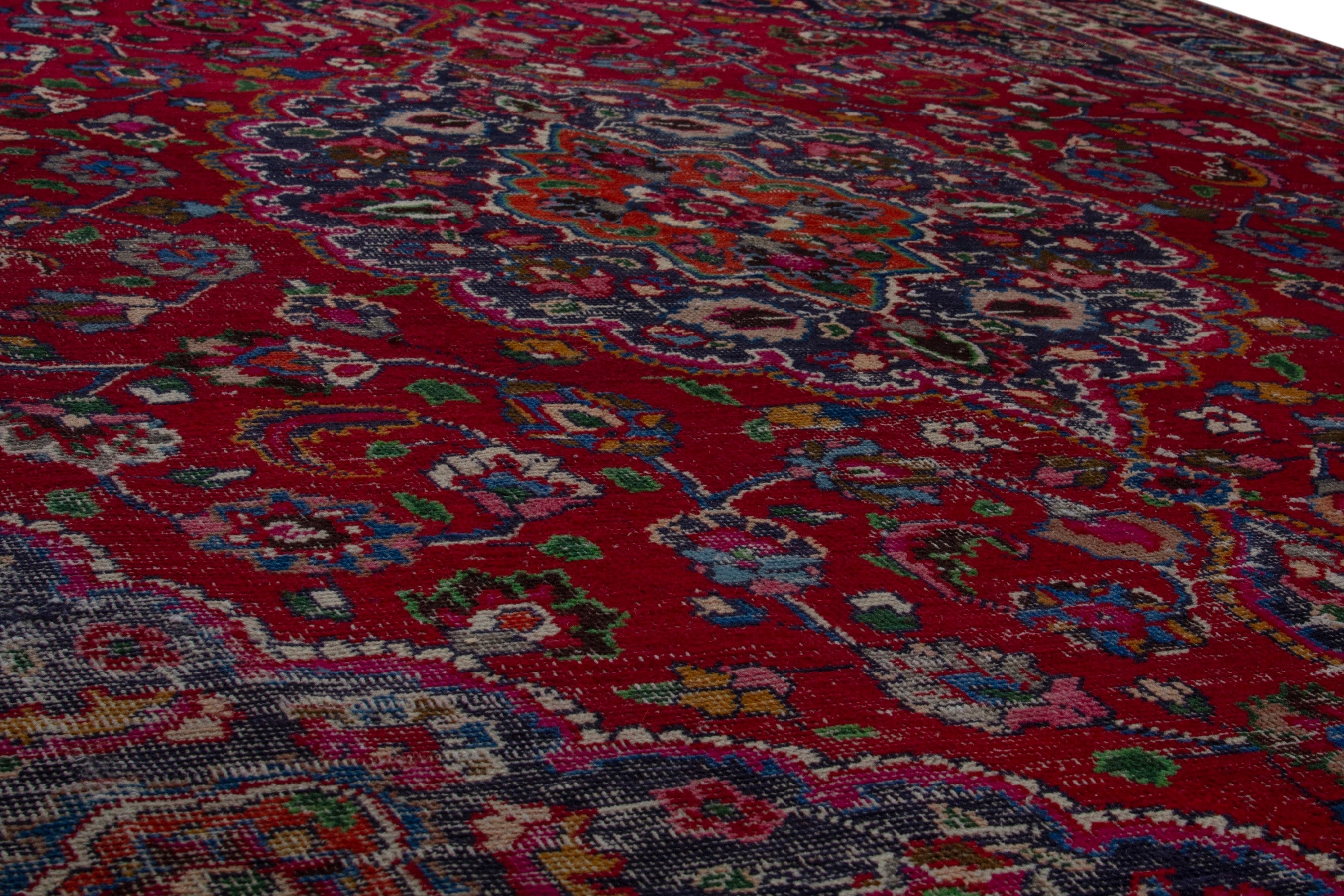 Persian Mashhad oversized rug in deep red and burgundy, view 10 of 17