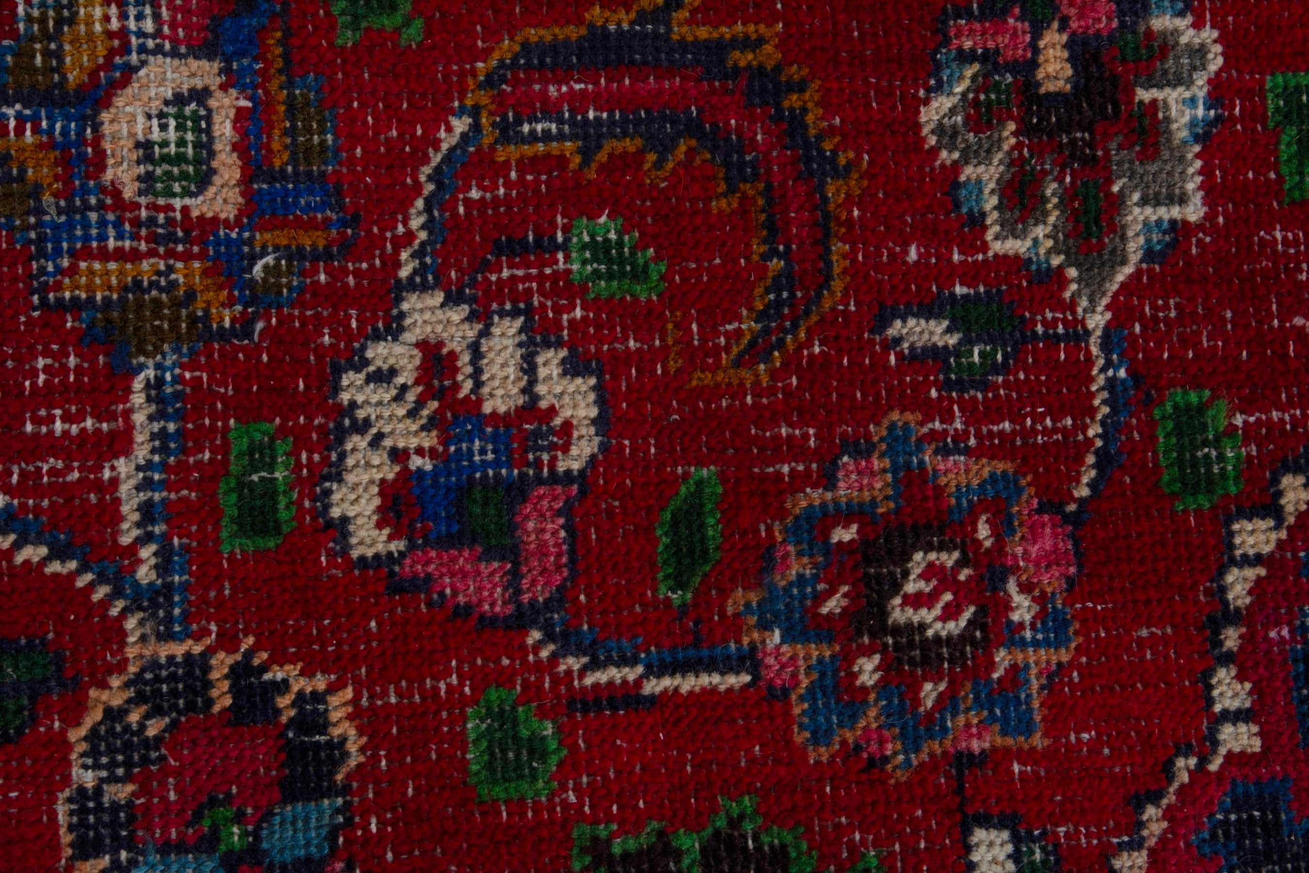 Persian Mashhad oversized rug in deep red and burgundy, view 12 of 17
