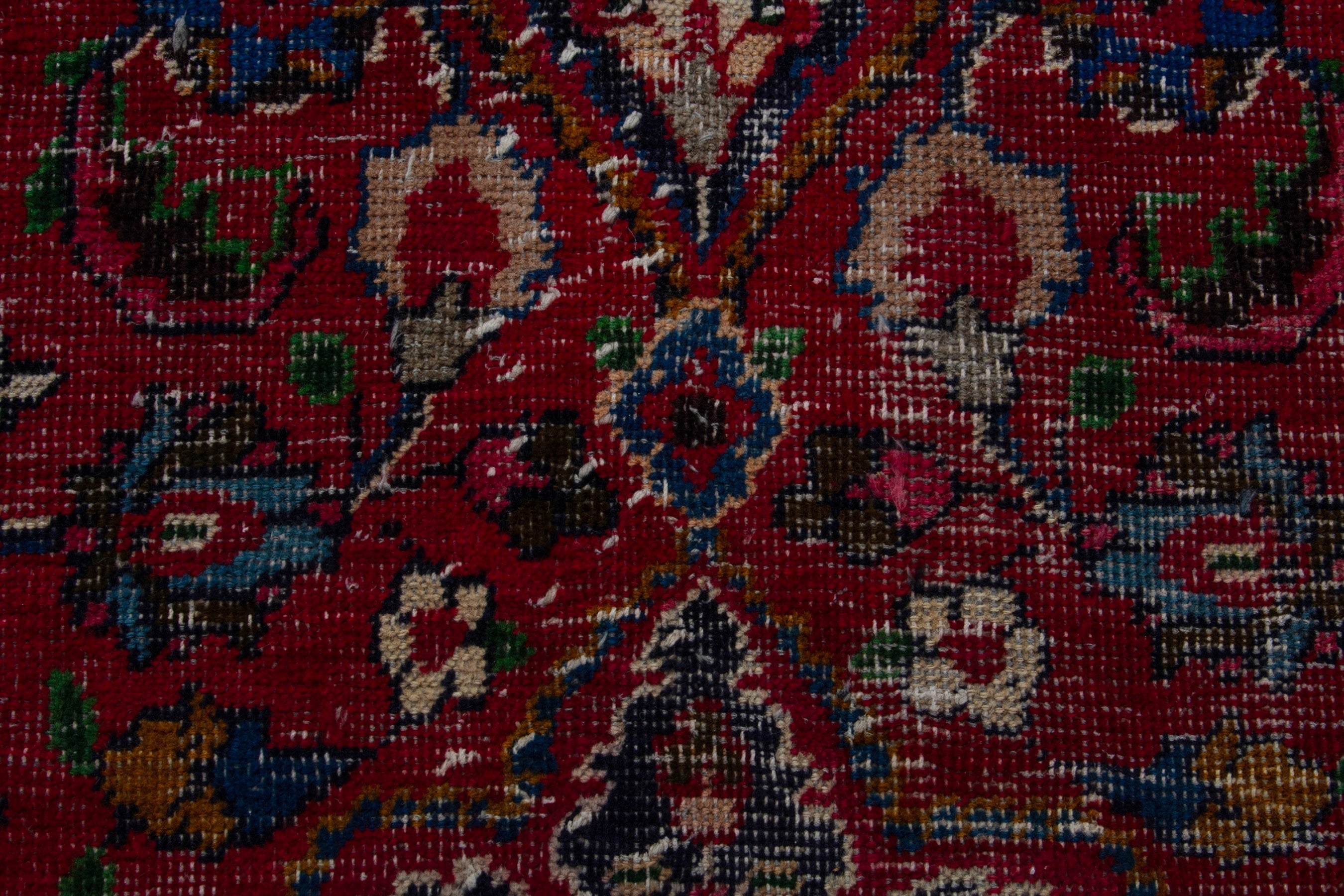 Persian Mashhad oversized rug in deep red and burgundy, view 13 of 17