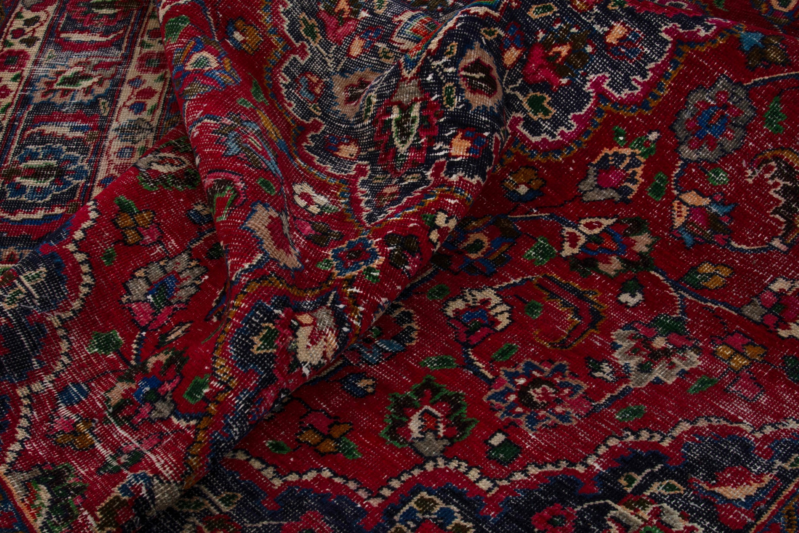 Persian Mashhad oversized rug in deep red and burgundy, view 16 of 17