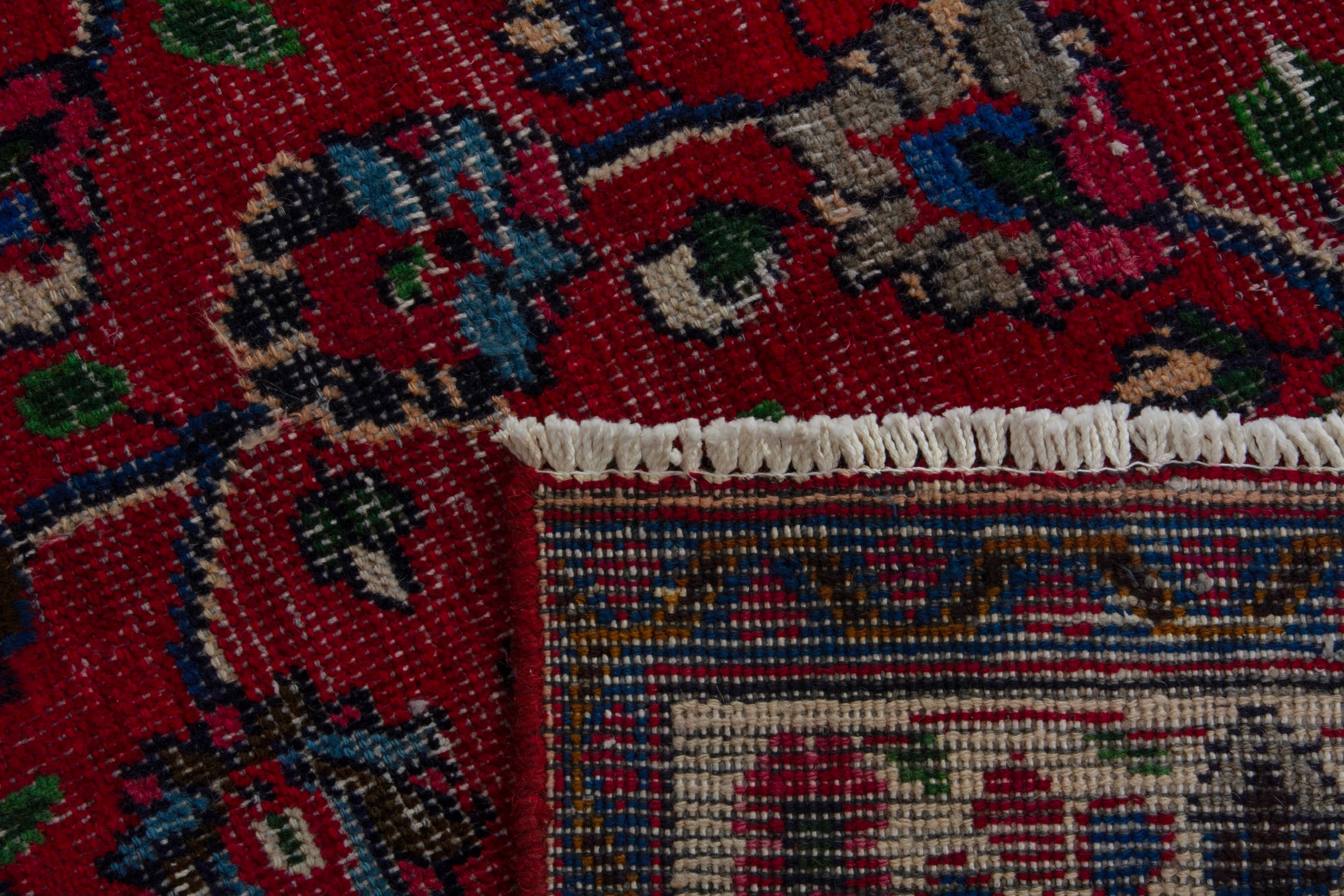Persian Mashhad oversized rug in deep red and burgundy, view 17 of 17