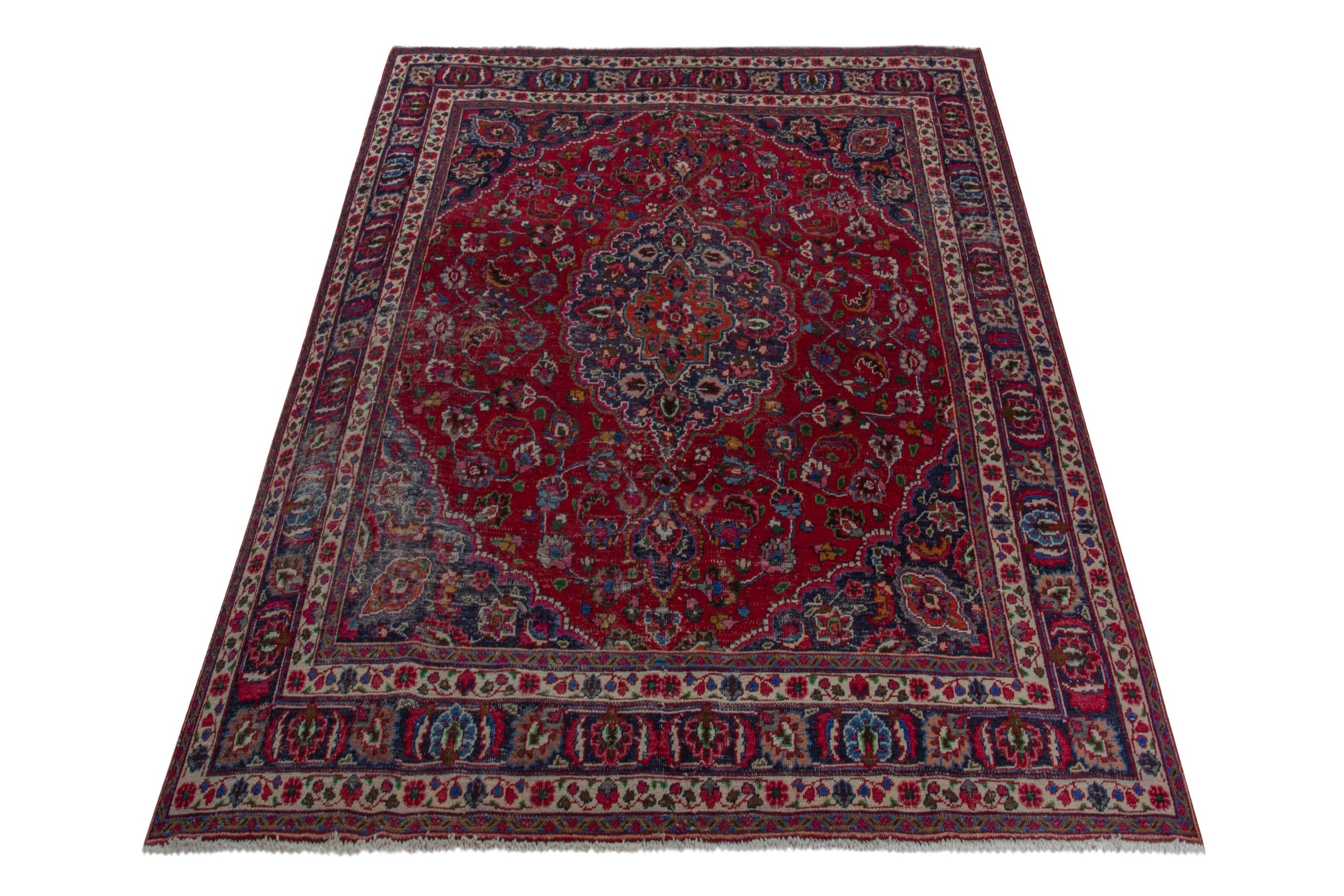 Persian Mashhad oversized rug in deep red and burgundy, view 3 of 17
