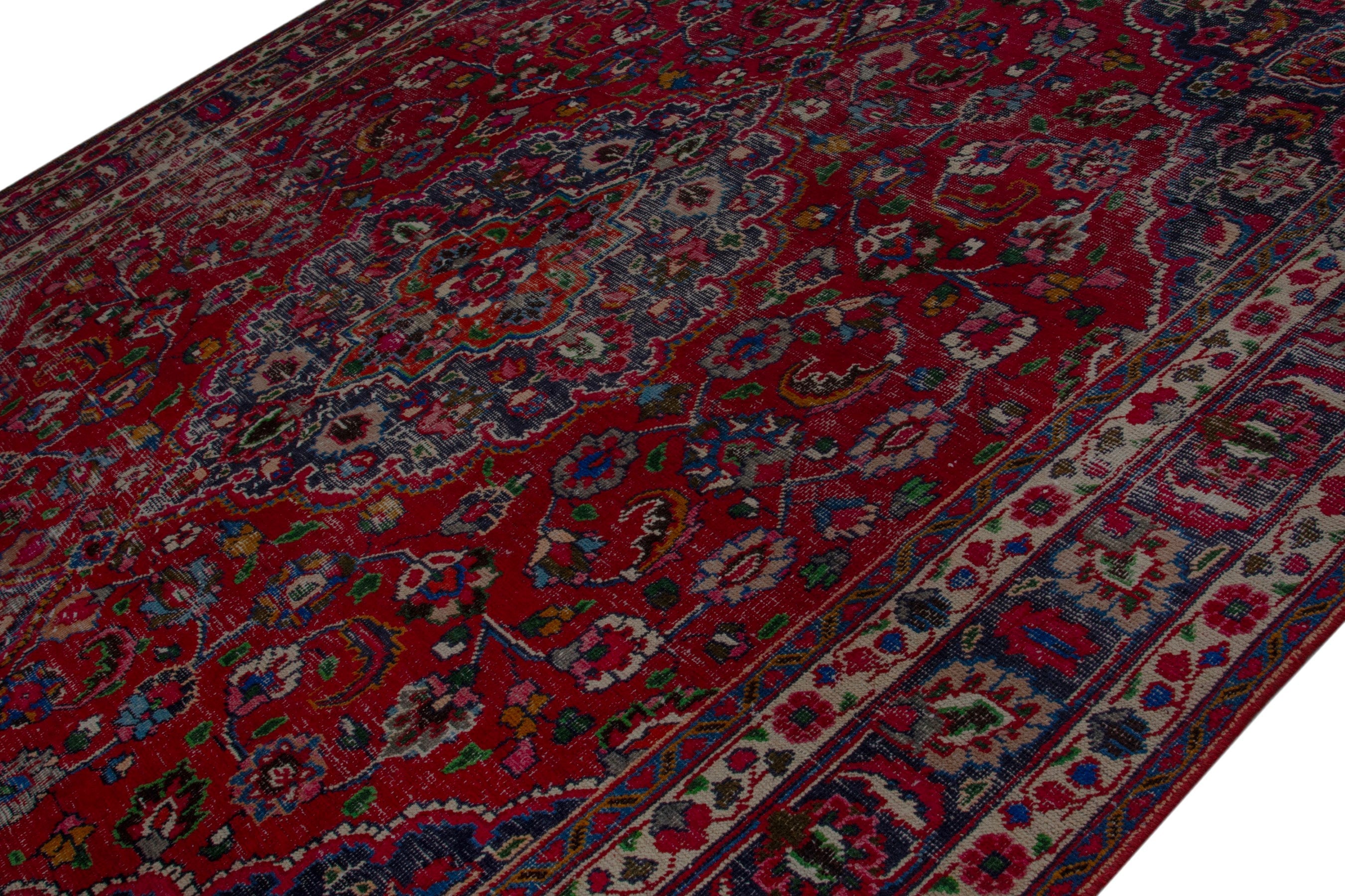 Persian Mashhad oversized rug in deep red and burgundy, view 4 of 17