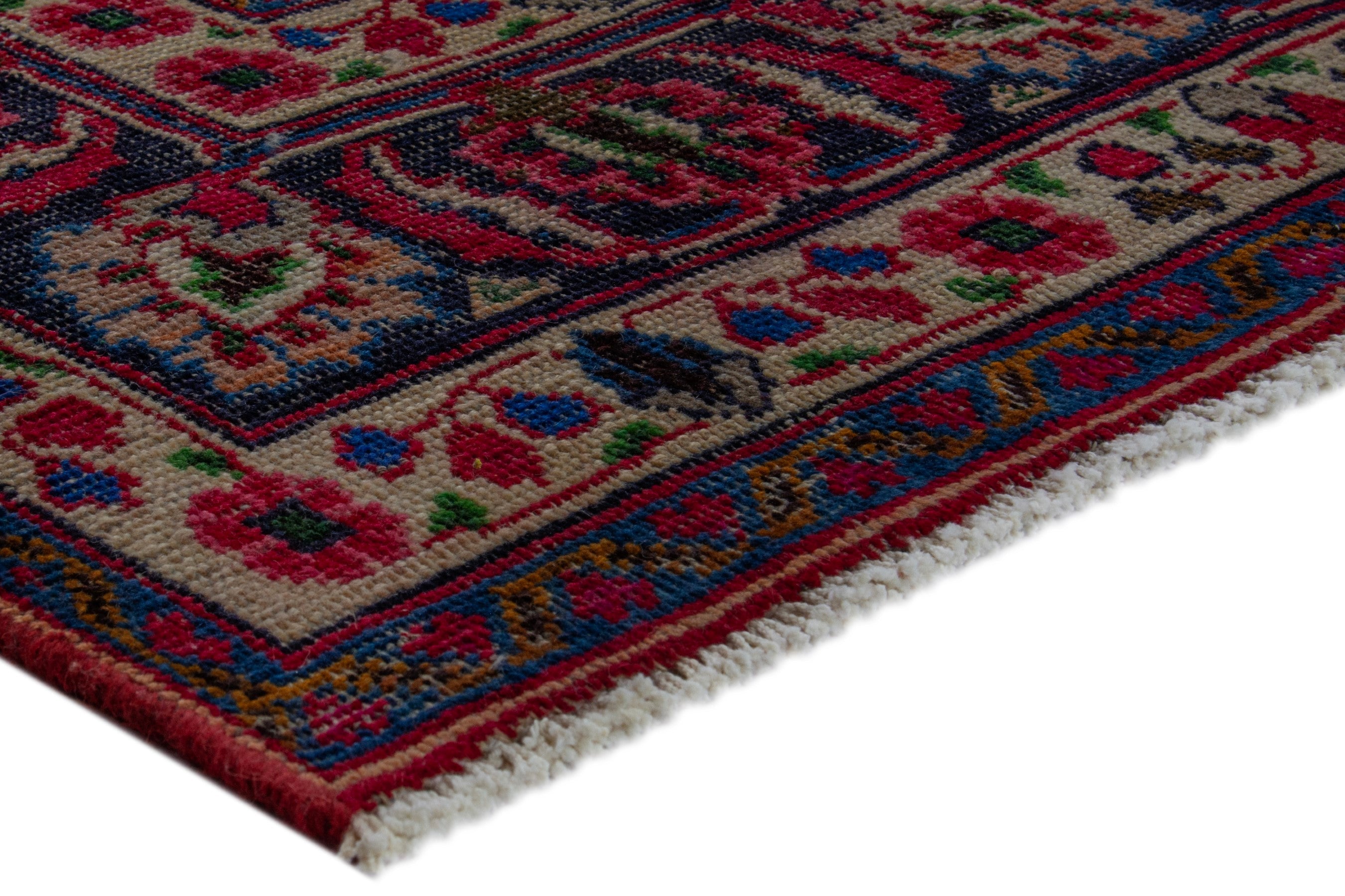 Persian Mashhad oversized rug in deep red and burgundy, view 6 of 17
