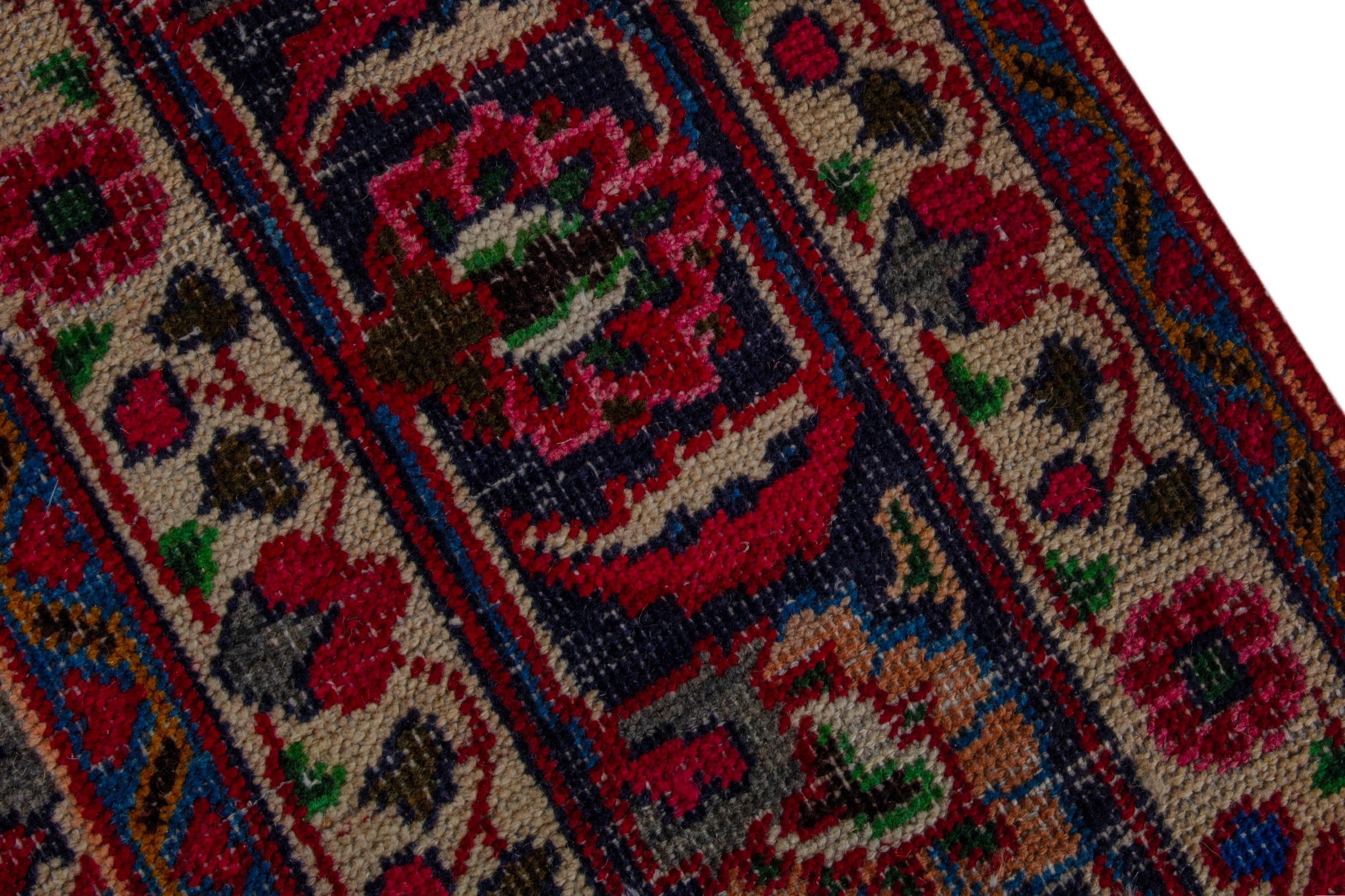 Persian Mashhad oversized rug in deep red and burgundy, view 7 of 17