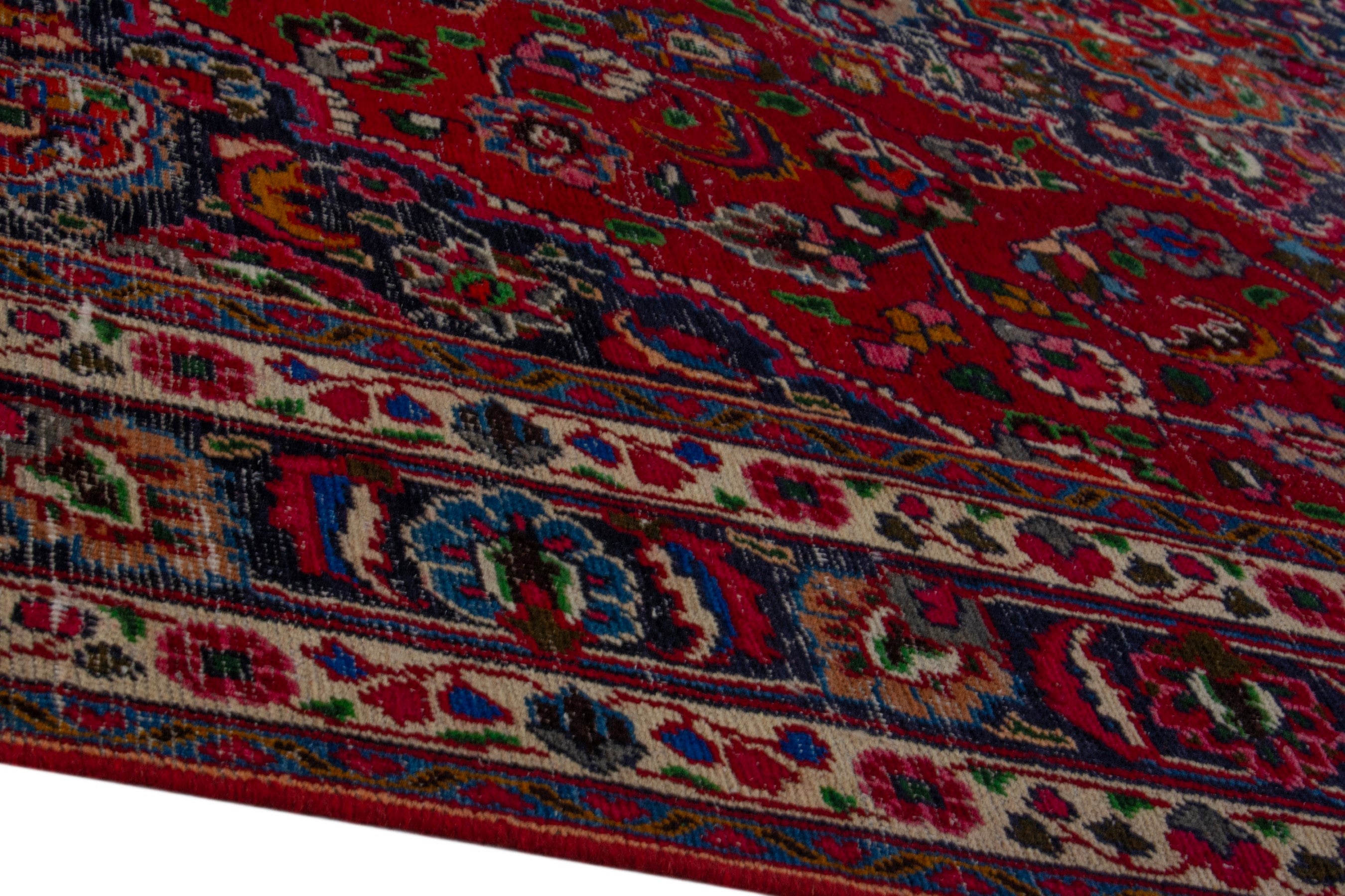 Persian Mashhad oversized rug in deep red and burgundy, view 8 of 17