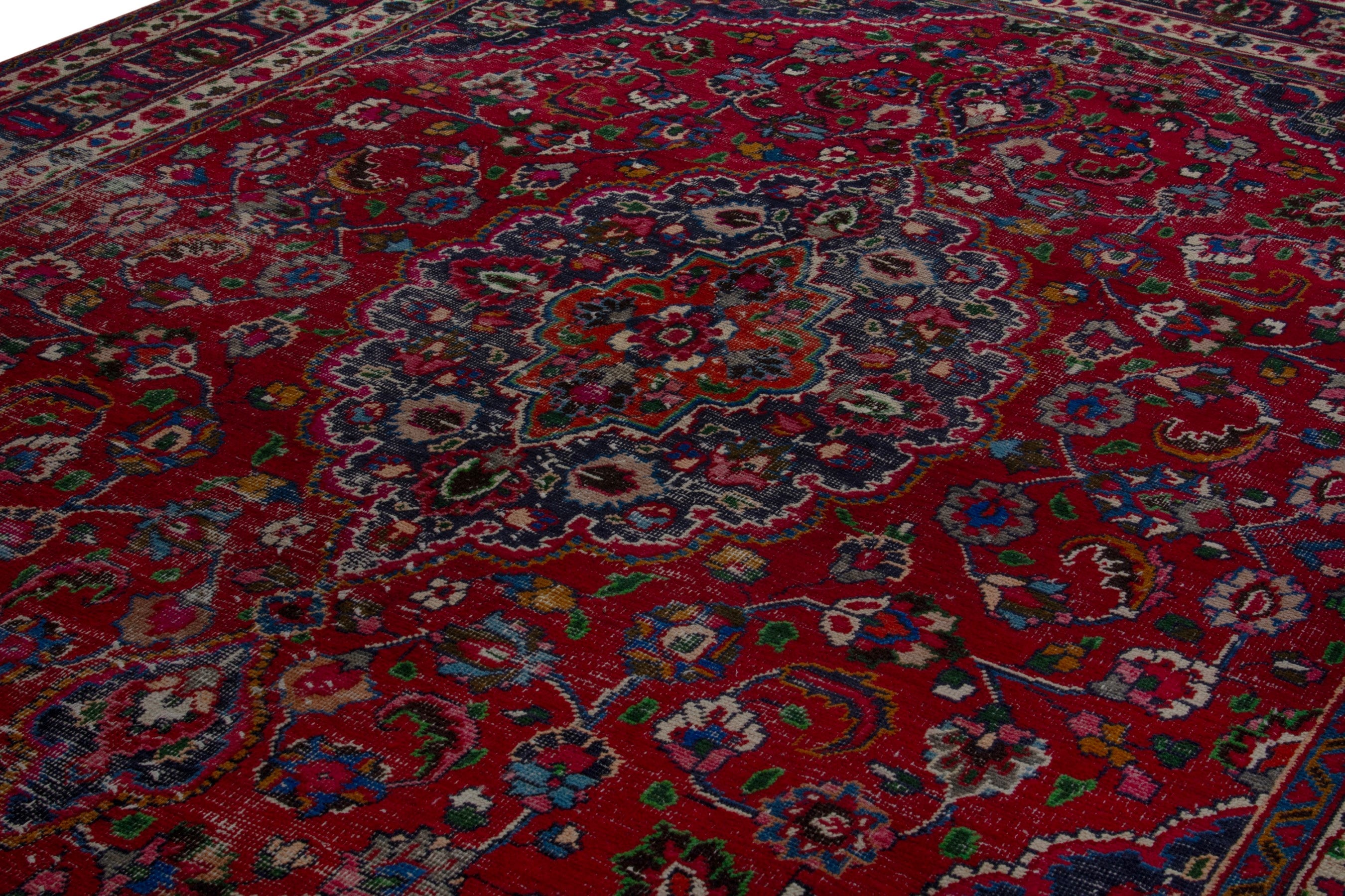 Persian Mashhad oversized rug in deep red and burgundy, view 9 of 17