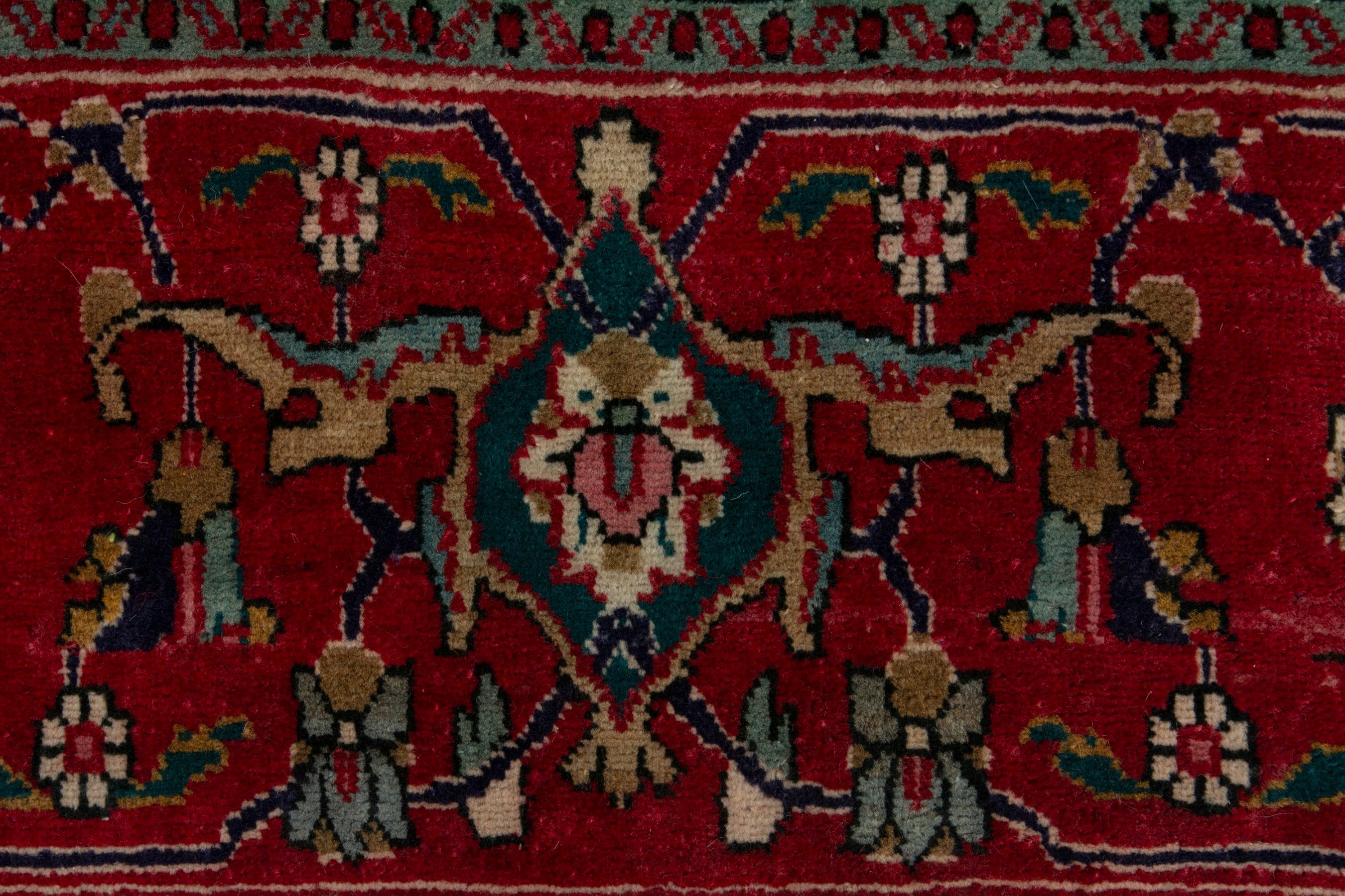 Persian Tabriz oversized rug in deep red and dark blue, view 11 of 18