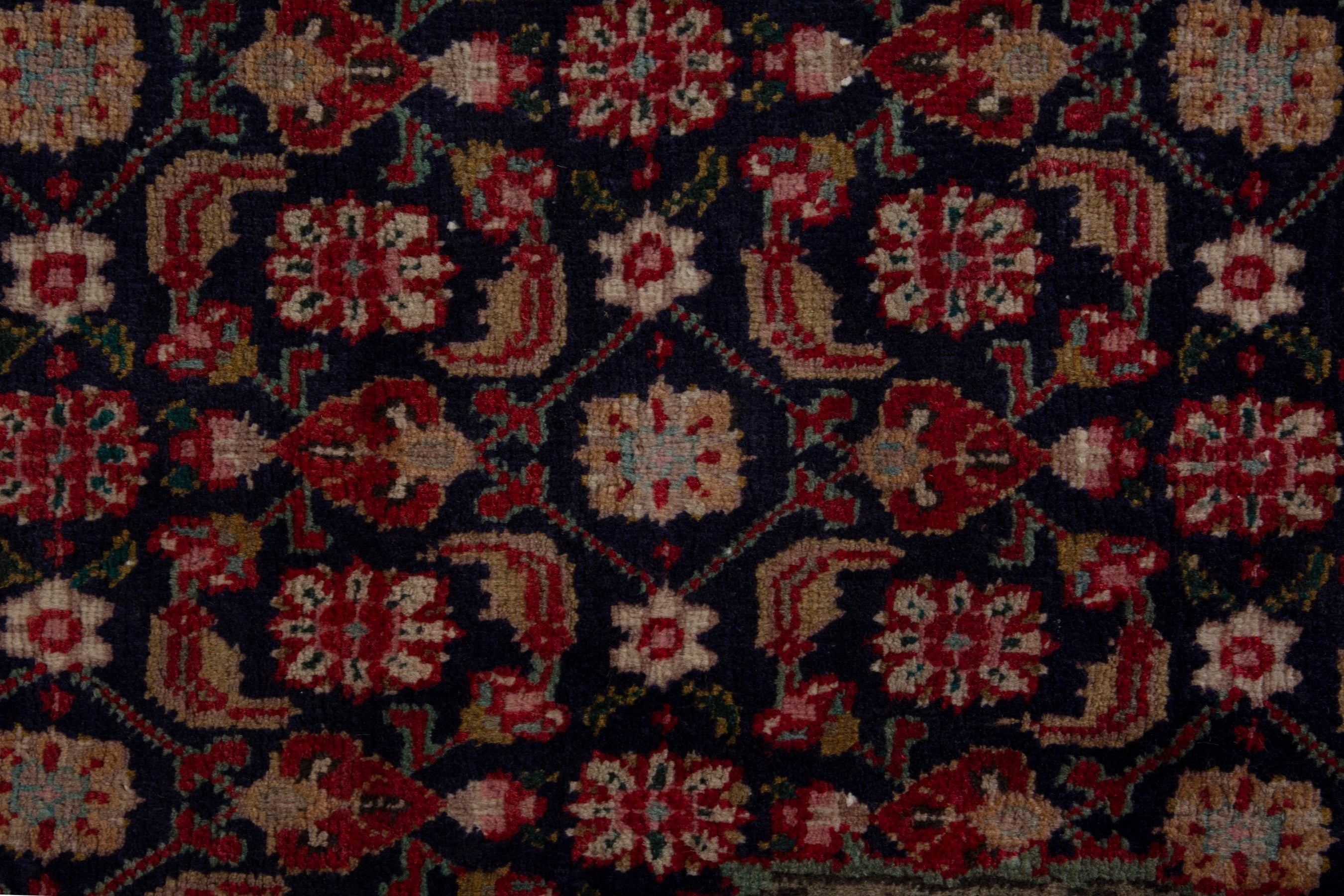 Persian Tabriz oversized rug in deep red and dark blue, view 12 of 18