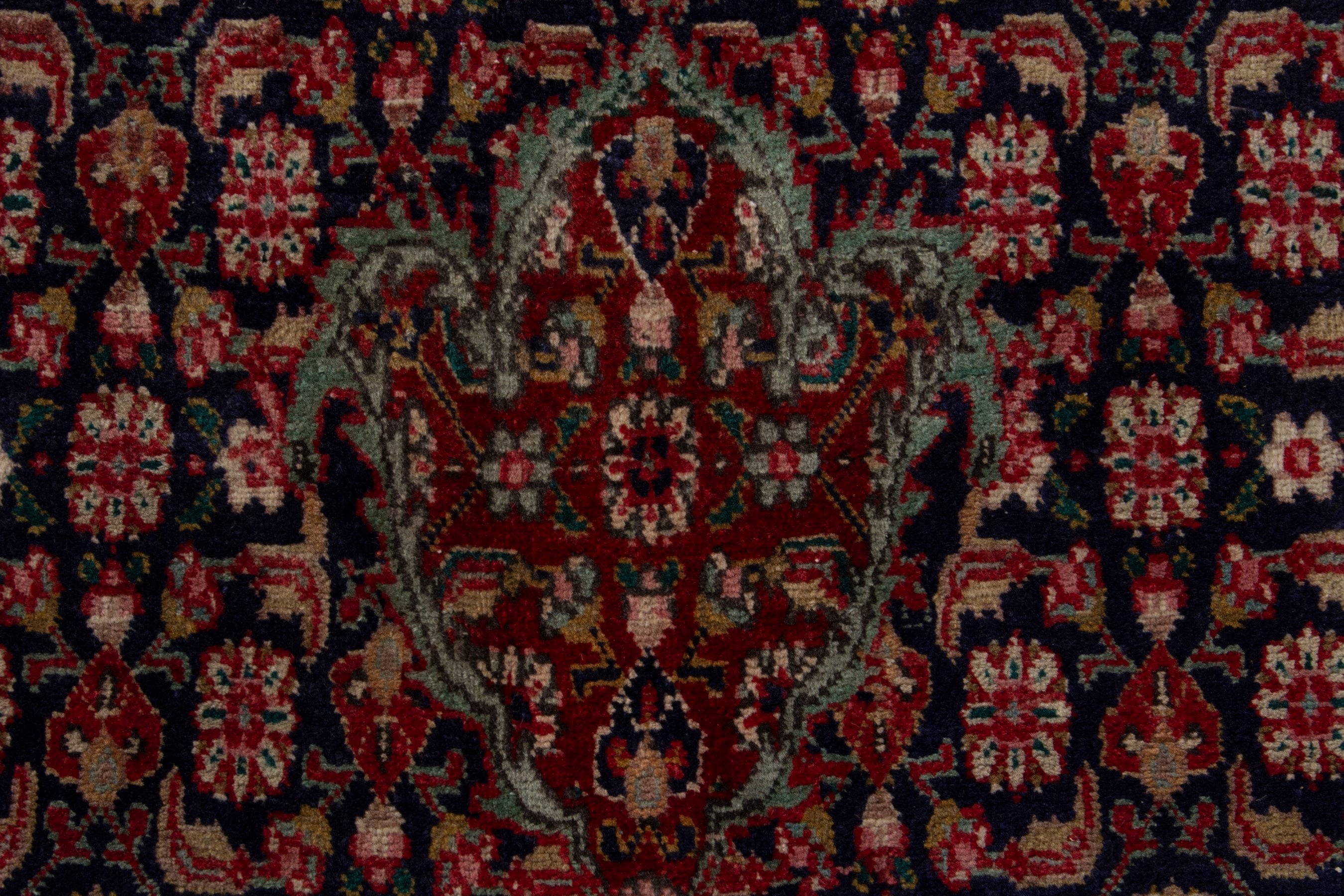 Persian Tabriz oversized rug in deep red and dark blue, view 13 of 18