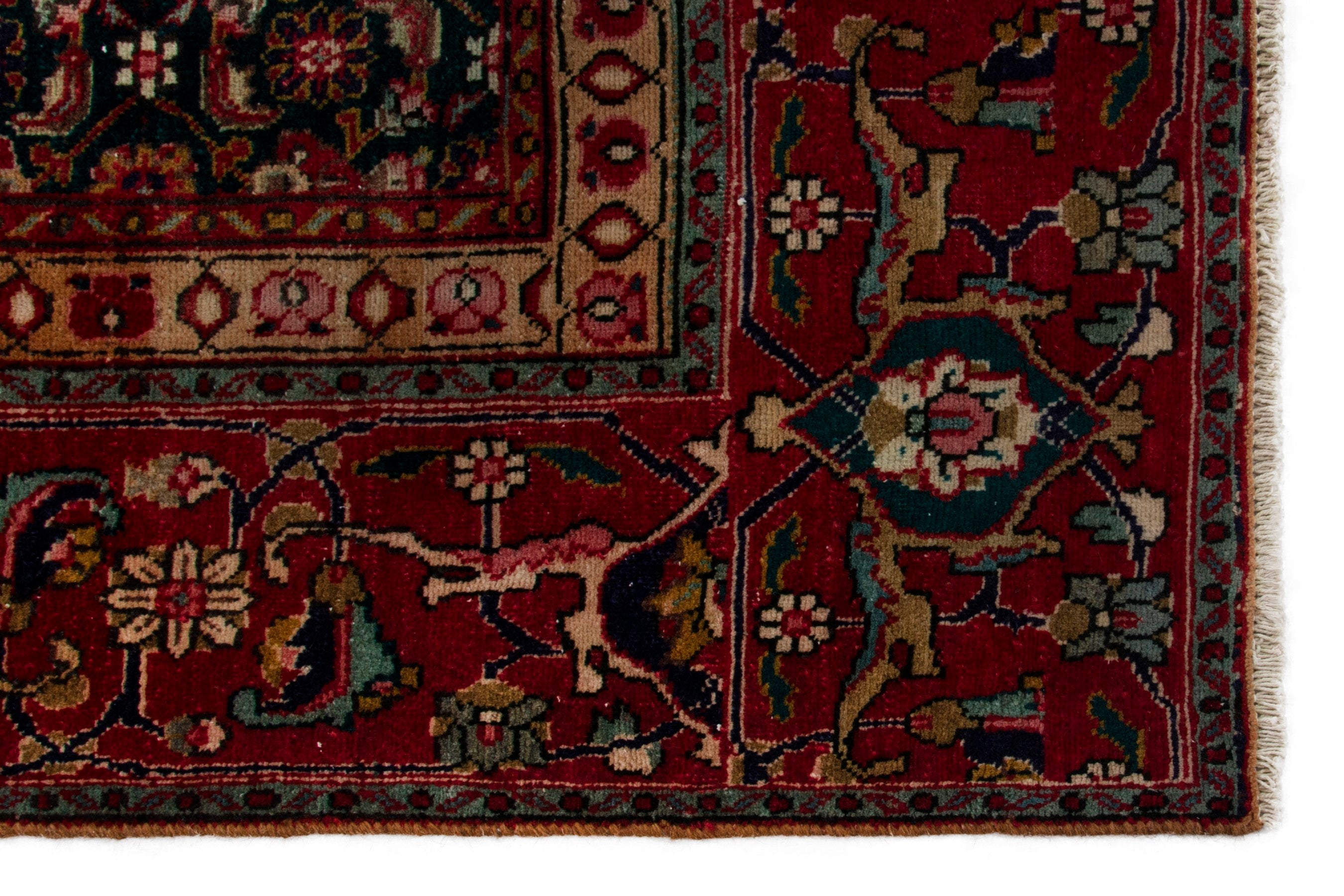 Persian Tabriz oversized rug in deep red and dark blue, view 5 of 18