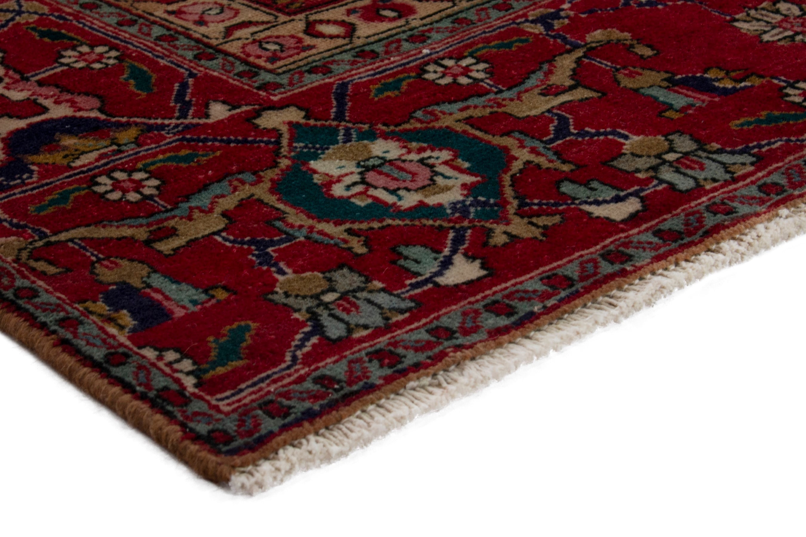 Persian Tabriz oversized rug in deep red and dark blue, view 6 of 18