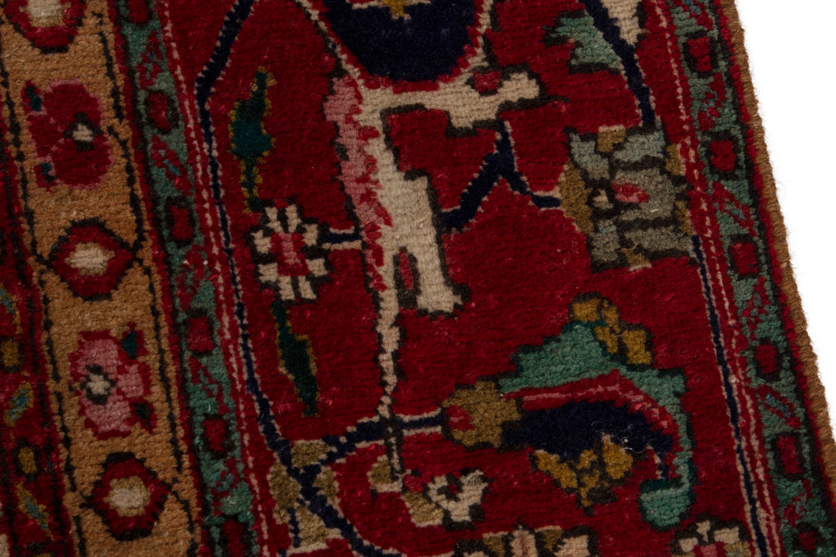 Persian Tabriz oversized rug in deep red and dark blue, view 7 of 18