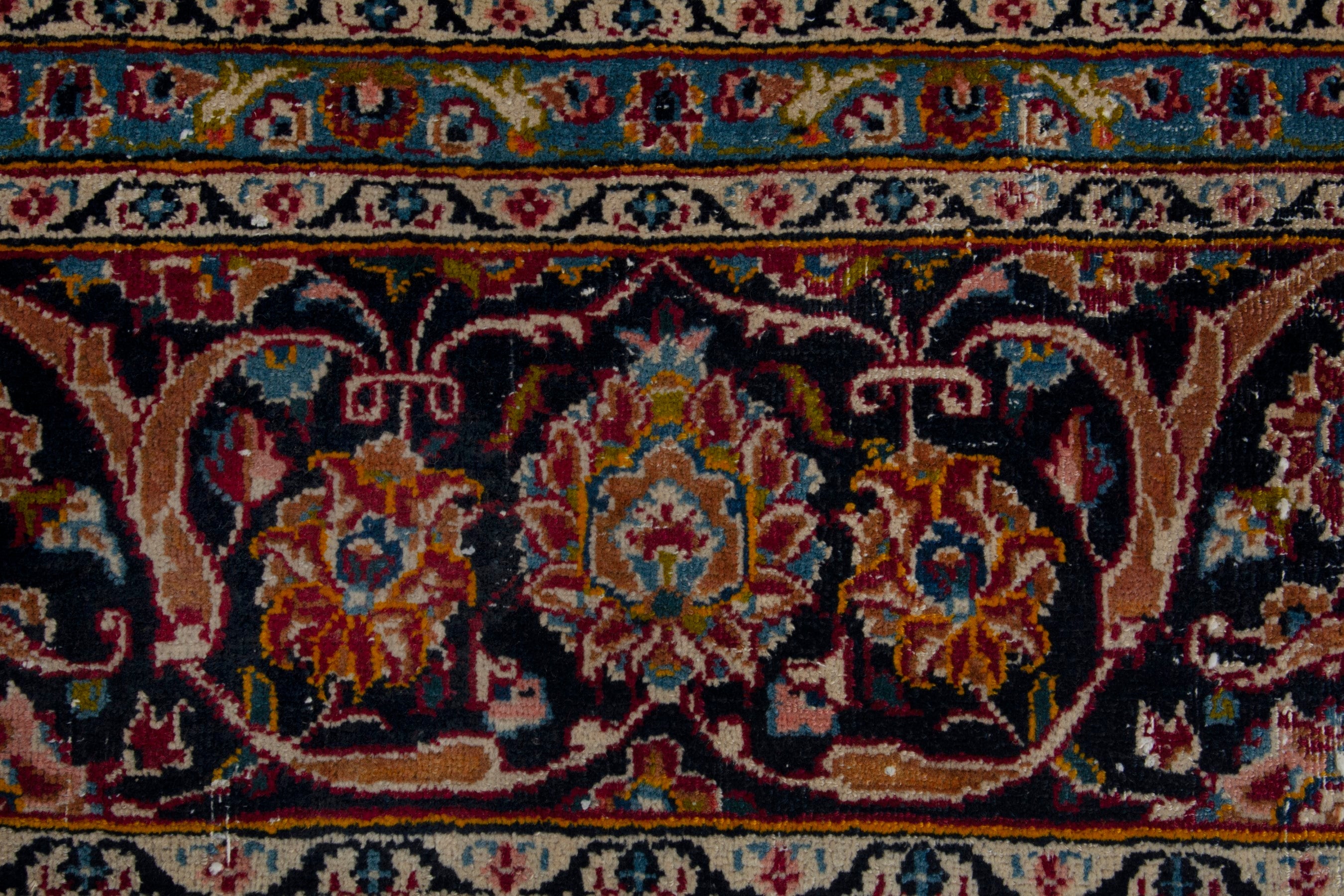 Persian Kashan oversized rug in deep red and dark brown, view 11 of 18