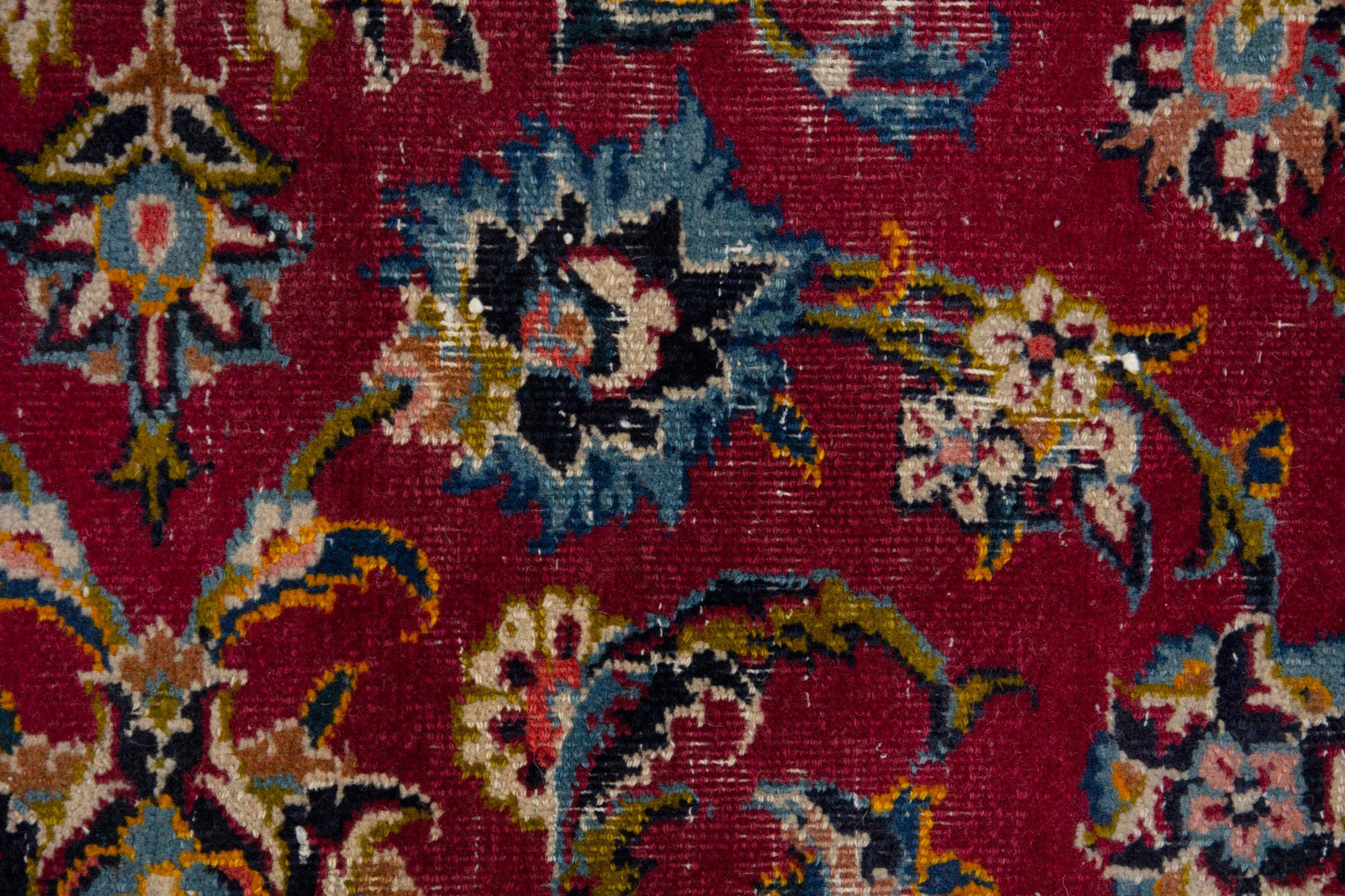 Persian Kashan oversized rug in deep red and dark brown, view 14 of 18