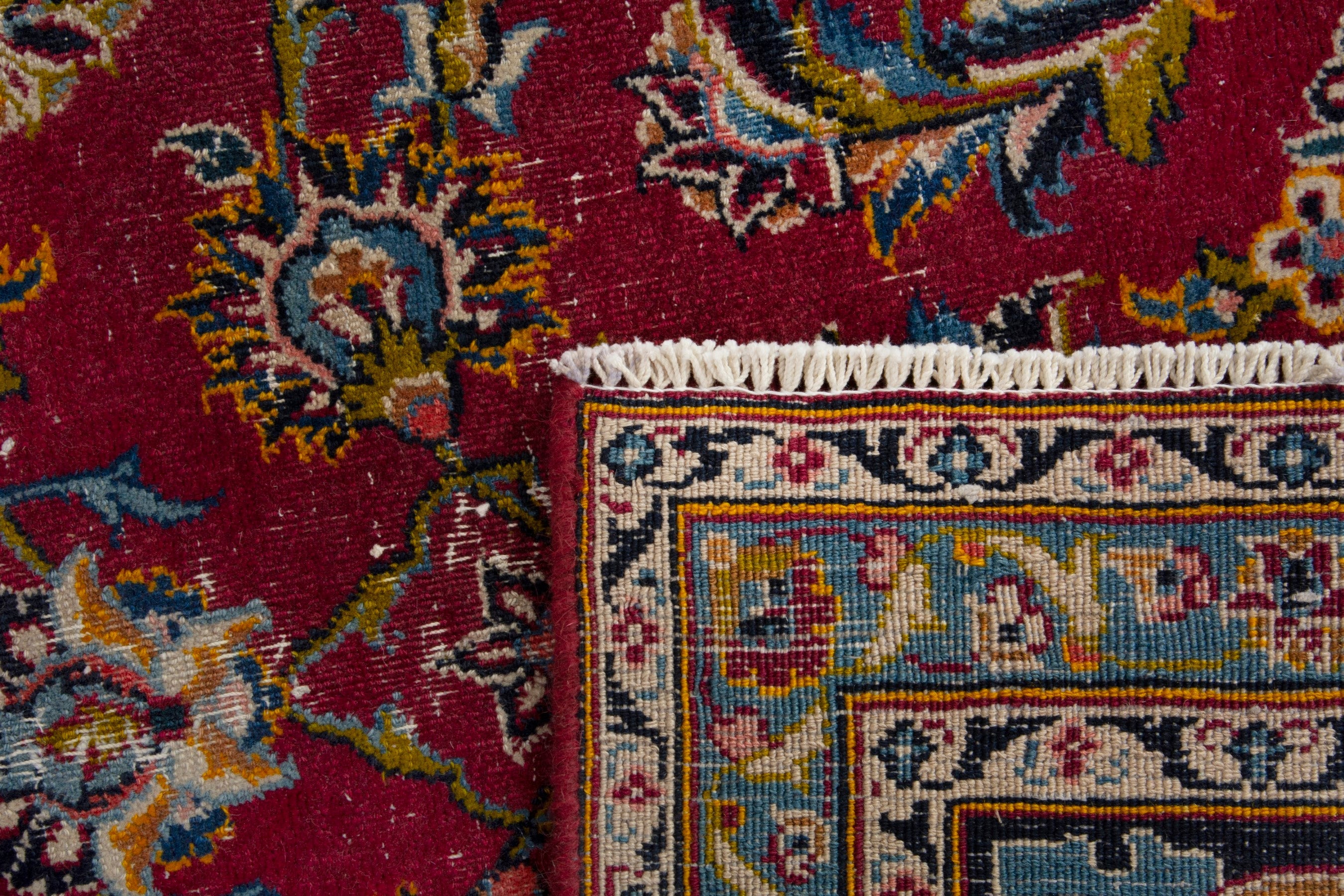 Persian Kashan oversized rug in deep red and dark brown, view 18 of 18
