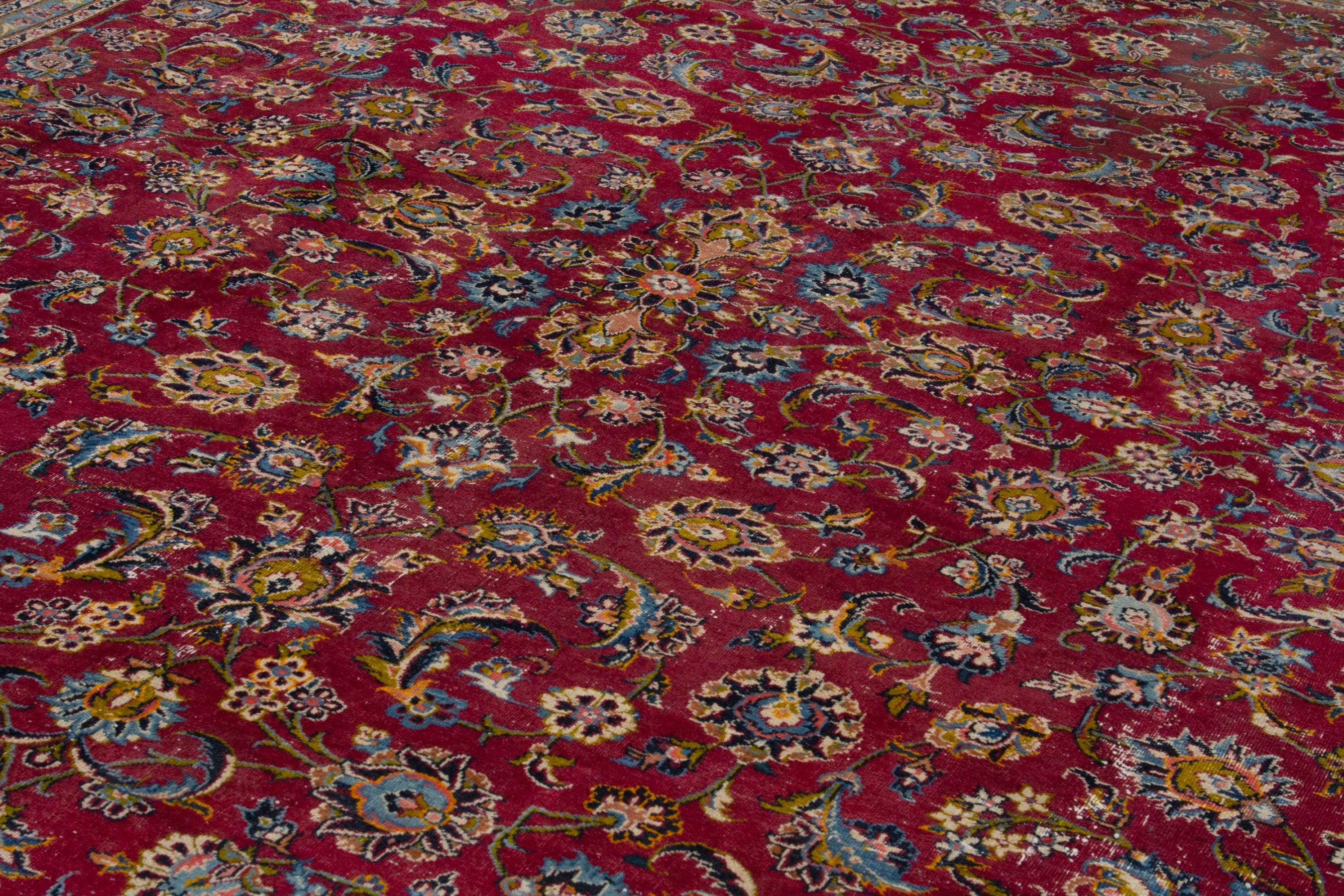 Persian Kashan oversized rug in deep red and dark brown, view 9 of 18