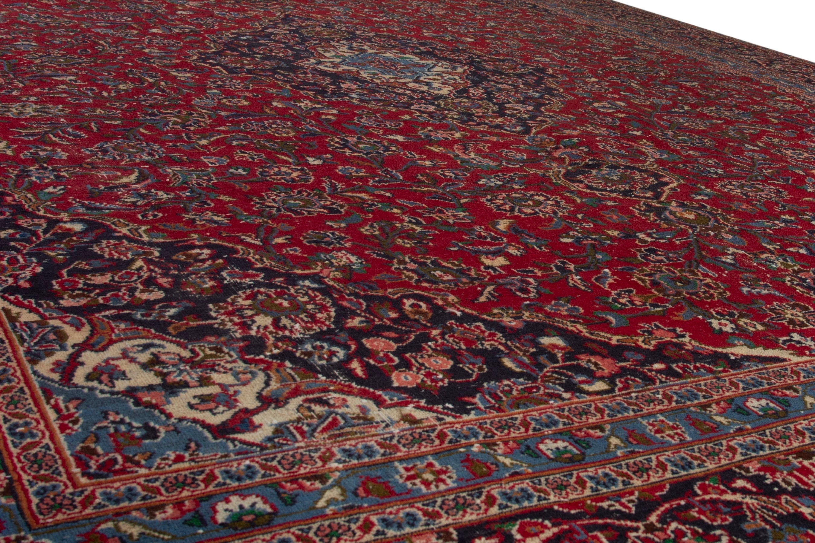 Persian Mashhad oversized rug in deep red and burgundy, view 10 of 18